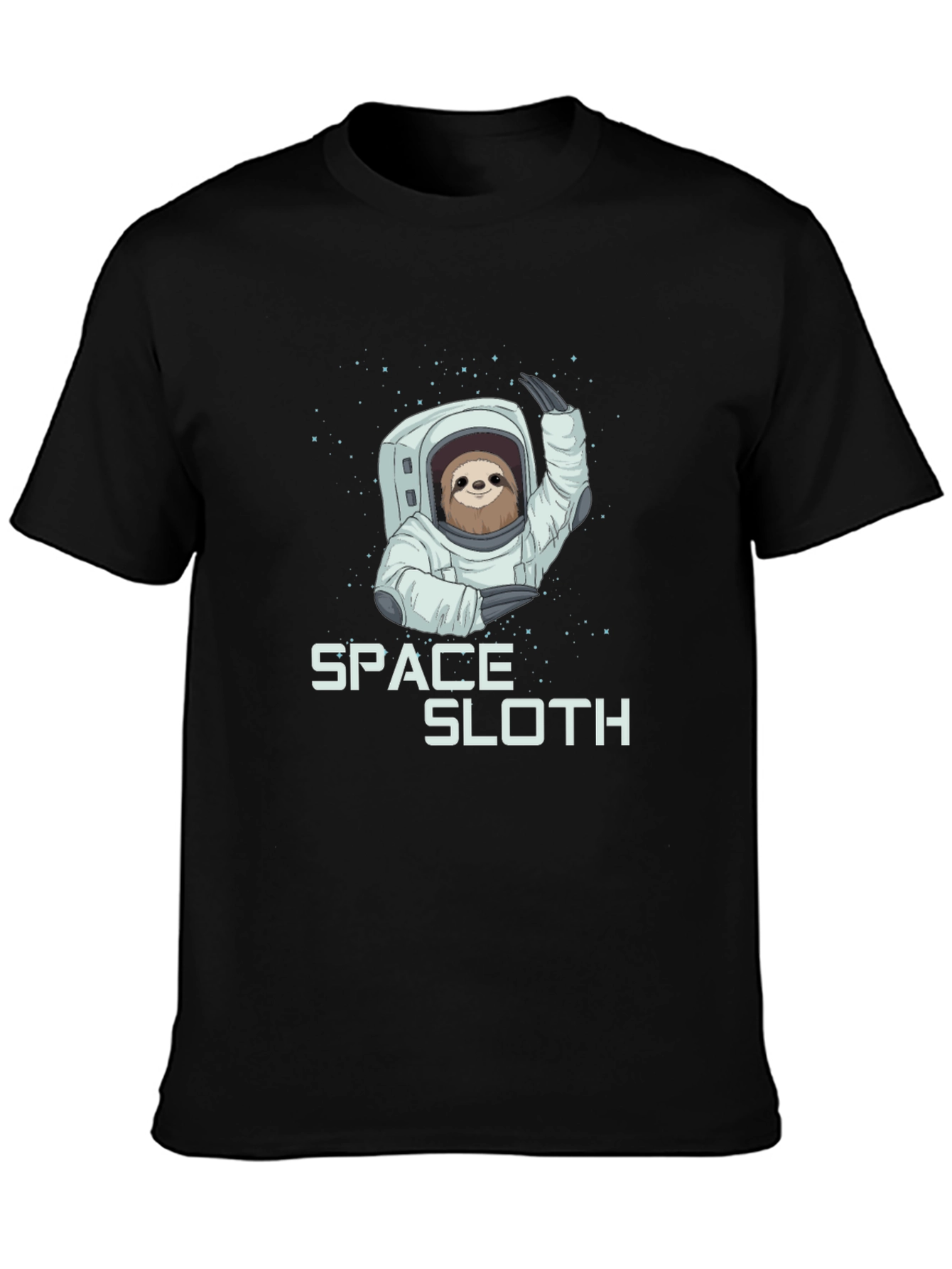 Space Sloth Graphic Tee - Black Cotton Blend