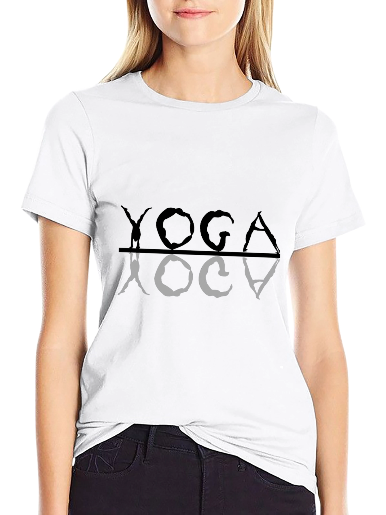 Yoga Reflection Graphic Tee - Unisex Black T-Shirt