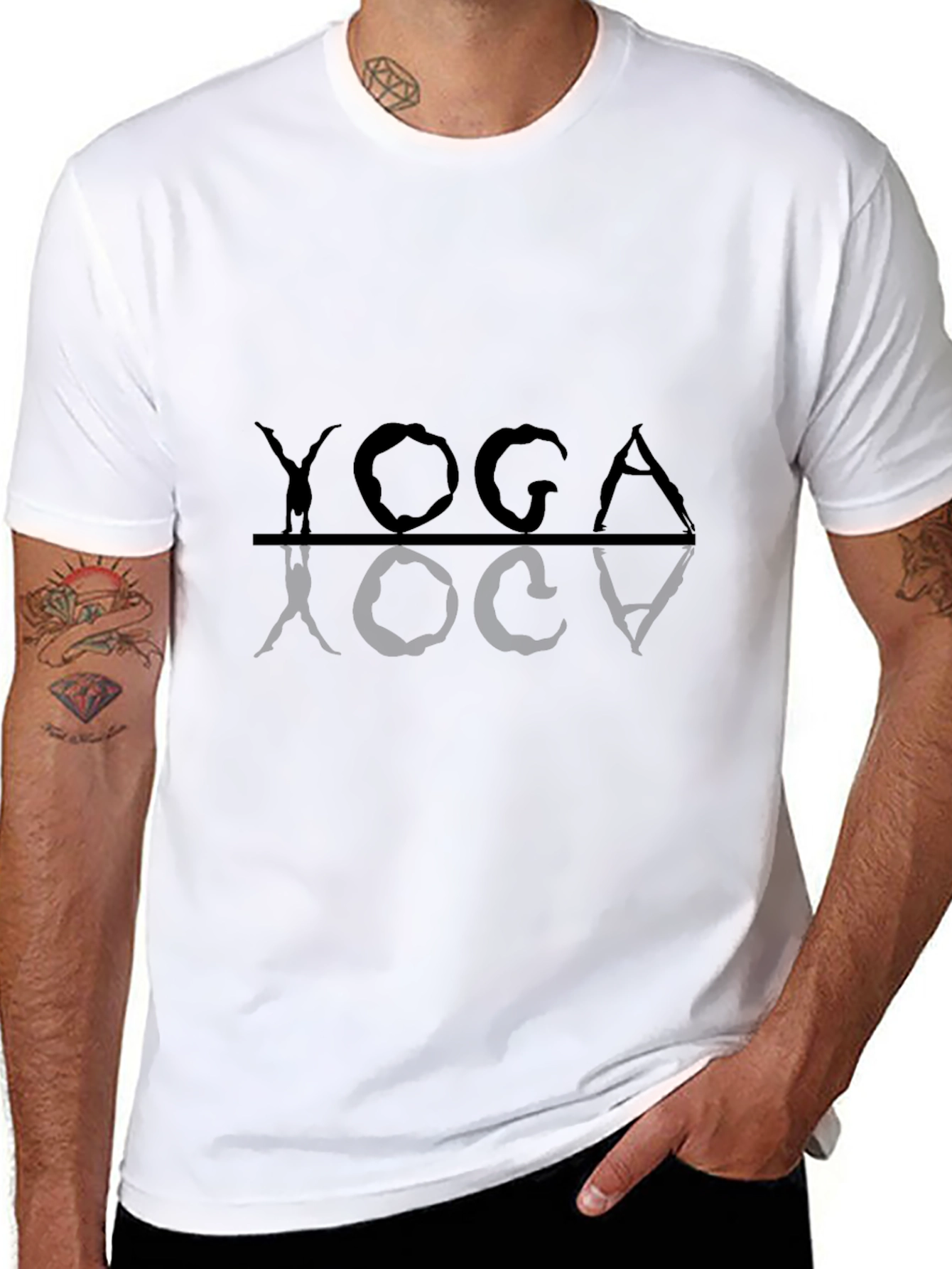 Yoga Reflection Graphic Tee - Unisex Black T-Shirt