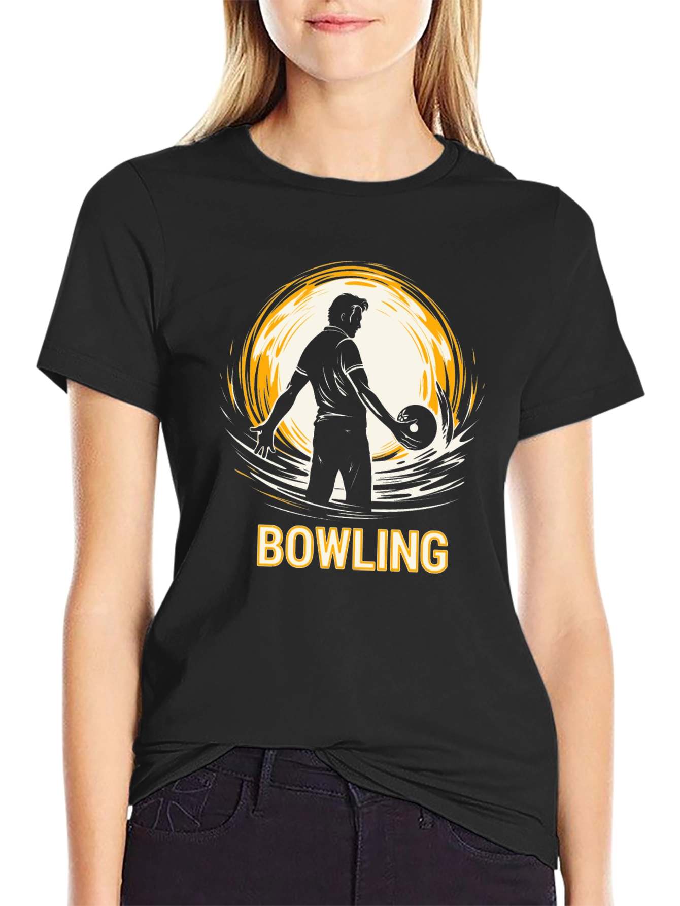 Bowling Strike T-Shirt - Black Graphic Tee