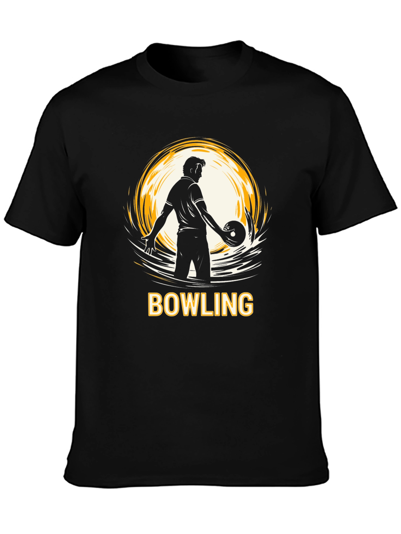 Bowling Strike T-Shirt - Black Graphic Tee