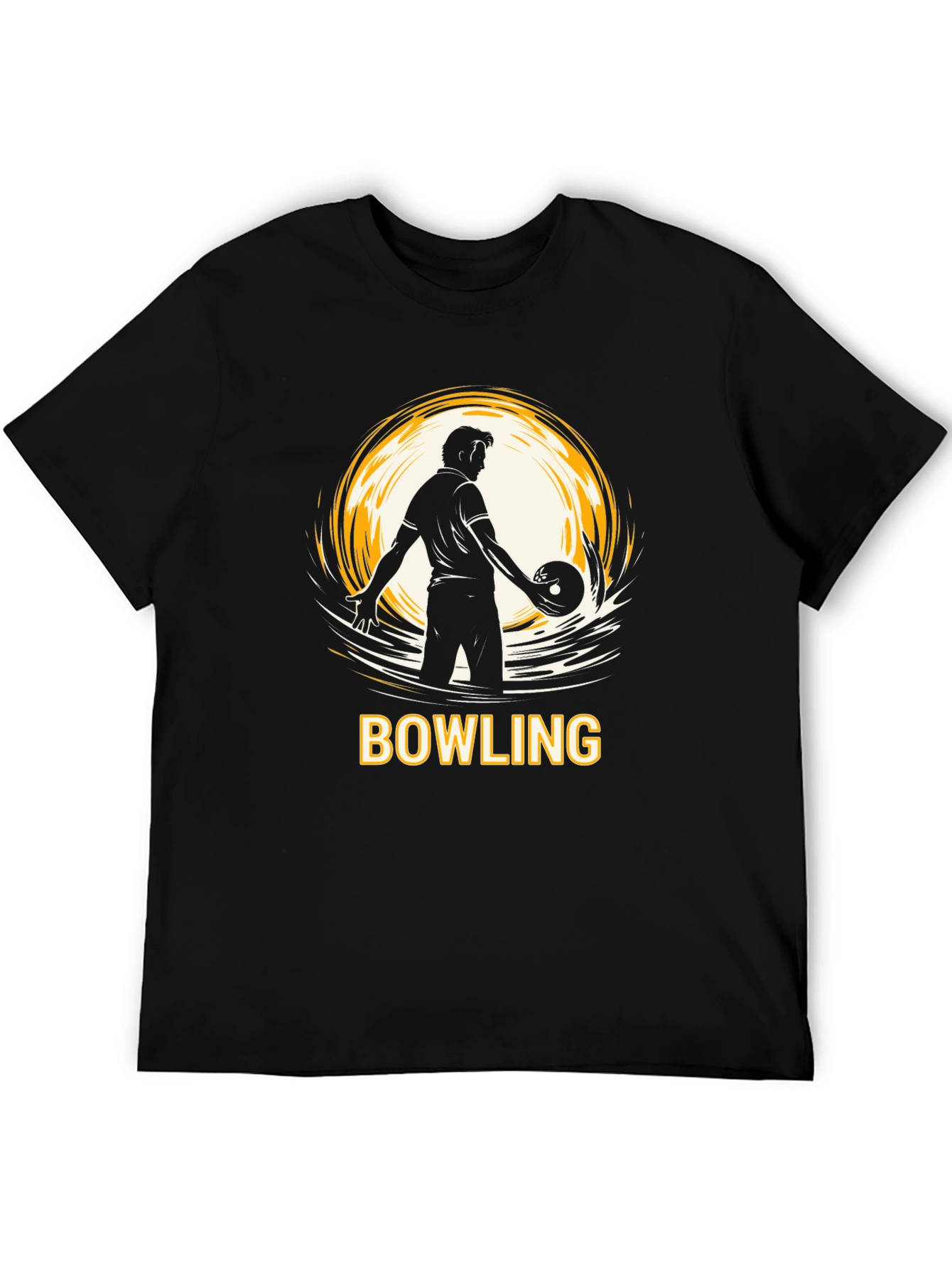 Bowling Strike T-Shirt - Black Graphic Tee