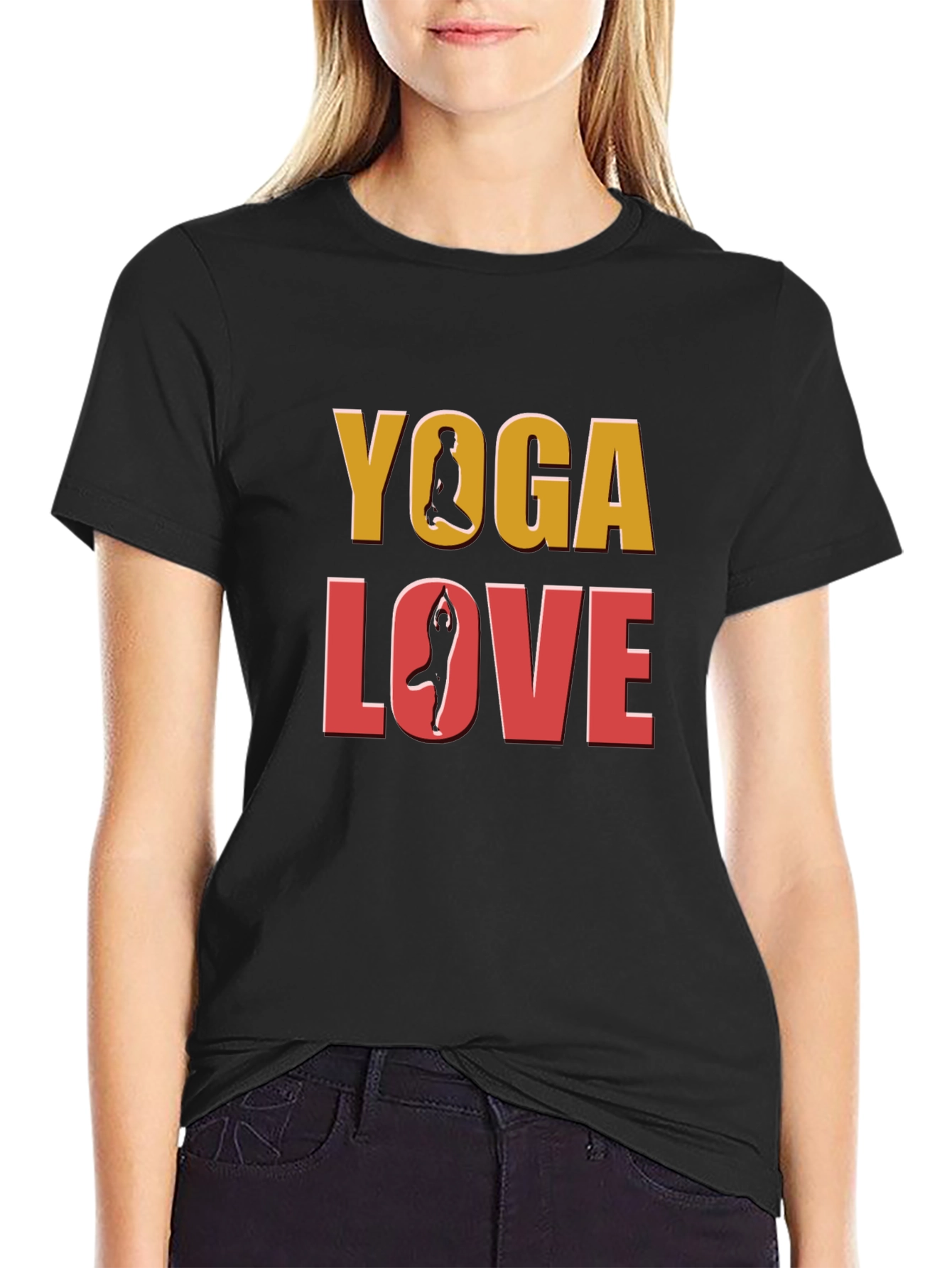 Yoga Love Graphic Tee - Black Cotton T-Shirt