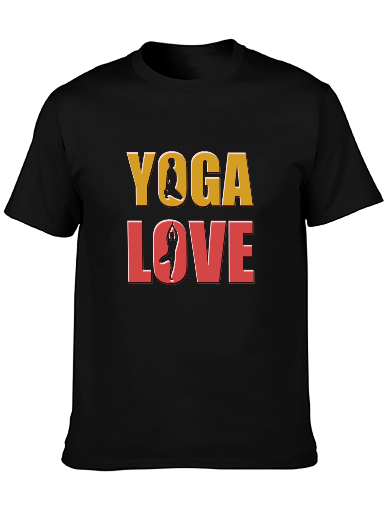 Yoga Love Graphic Tee - Black Cotton T-Shirt