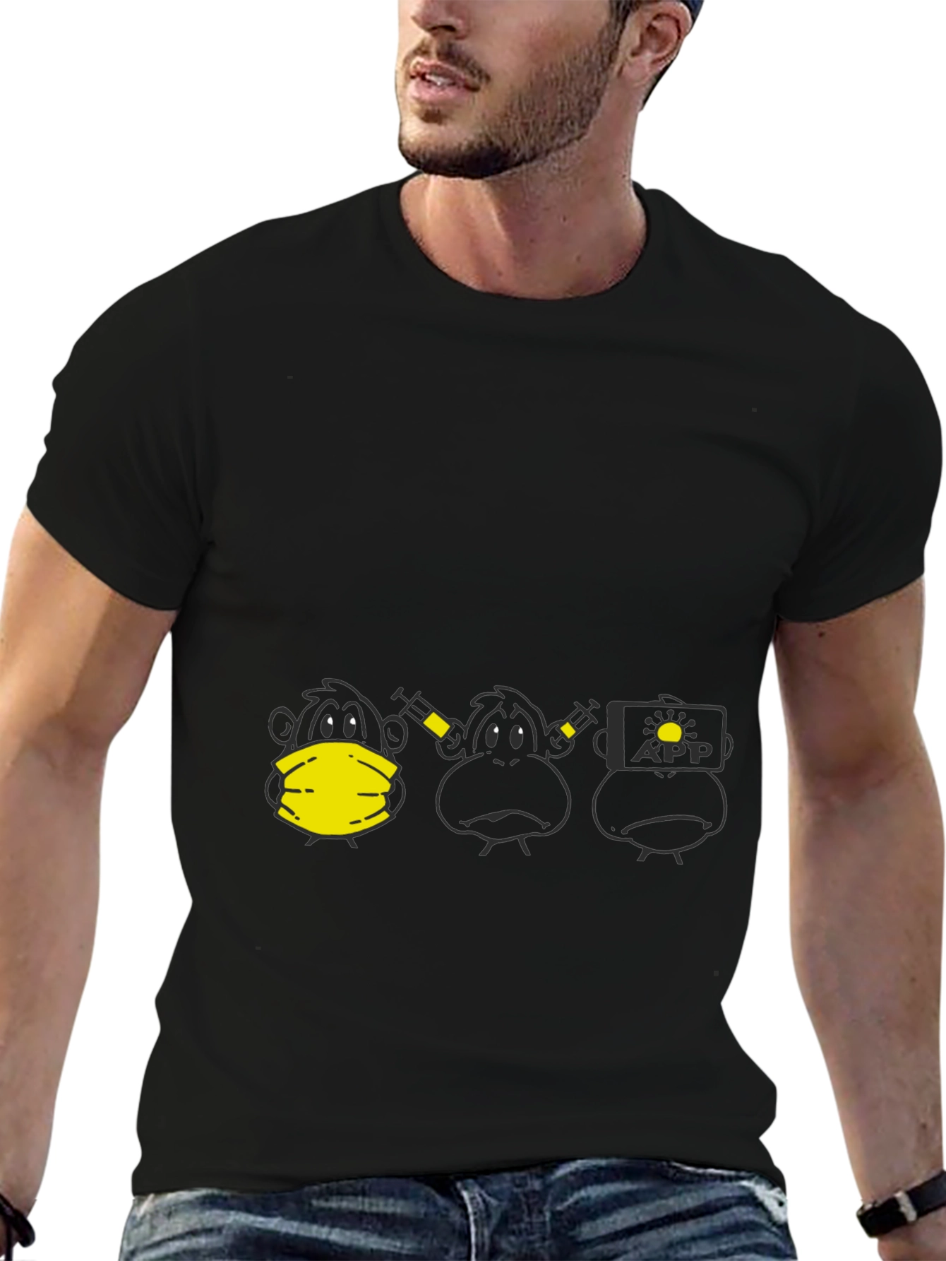 Novelty Monkey Graphic Black T-Shirt