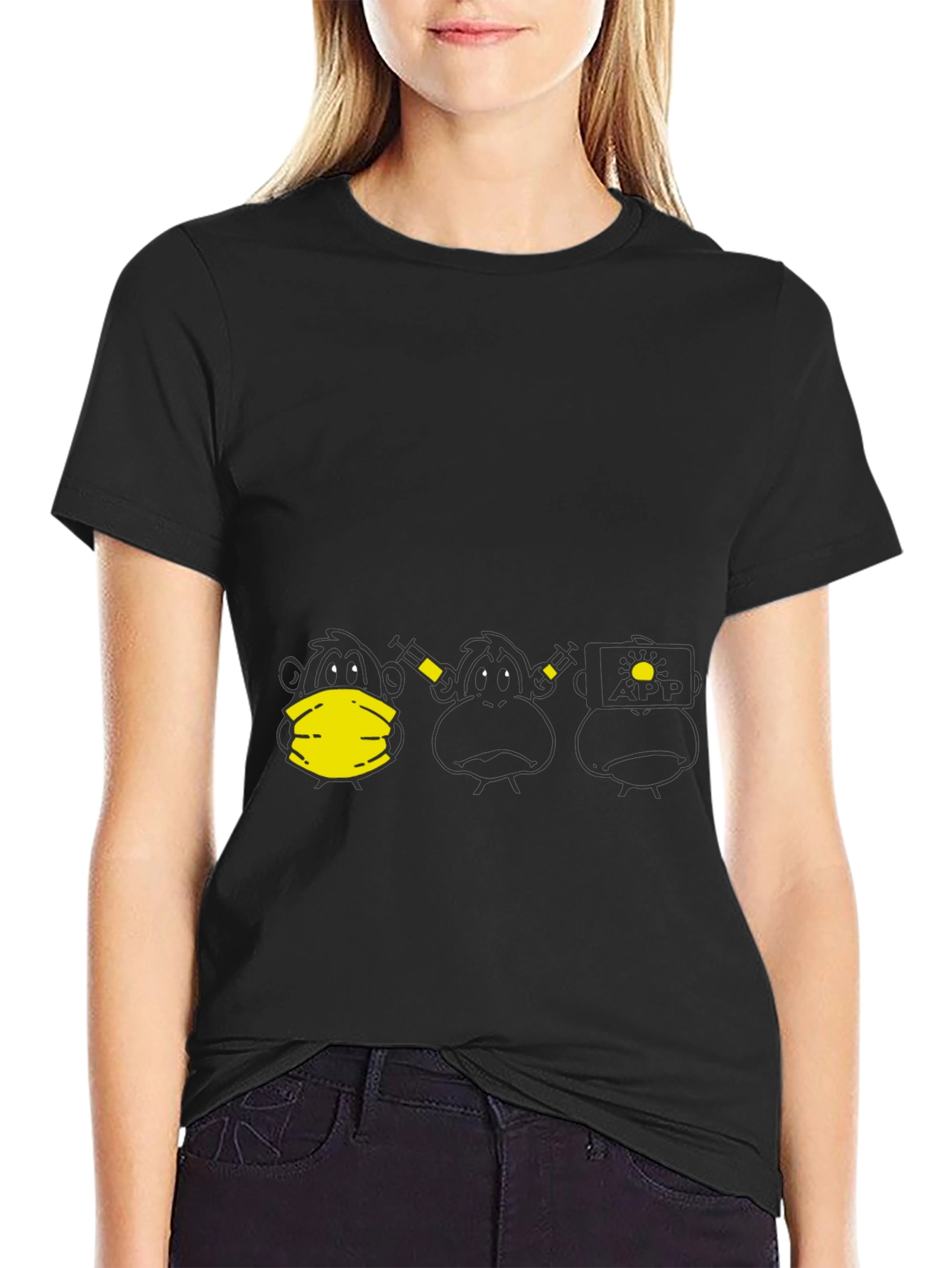 Novelty Monkey Graphic Black T-Shirt