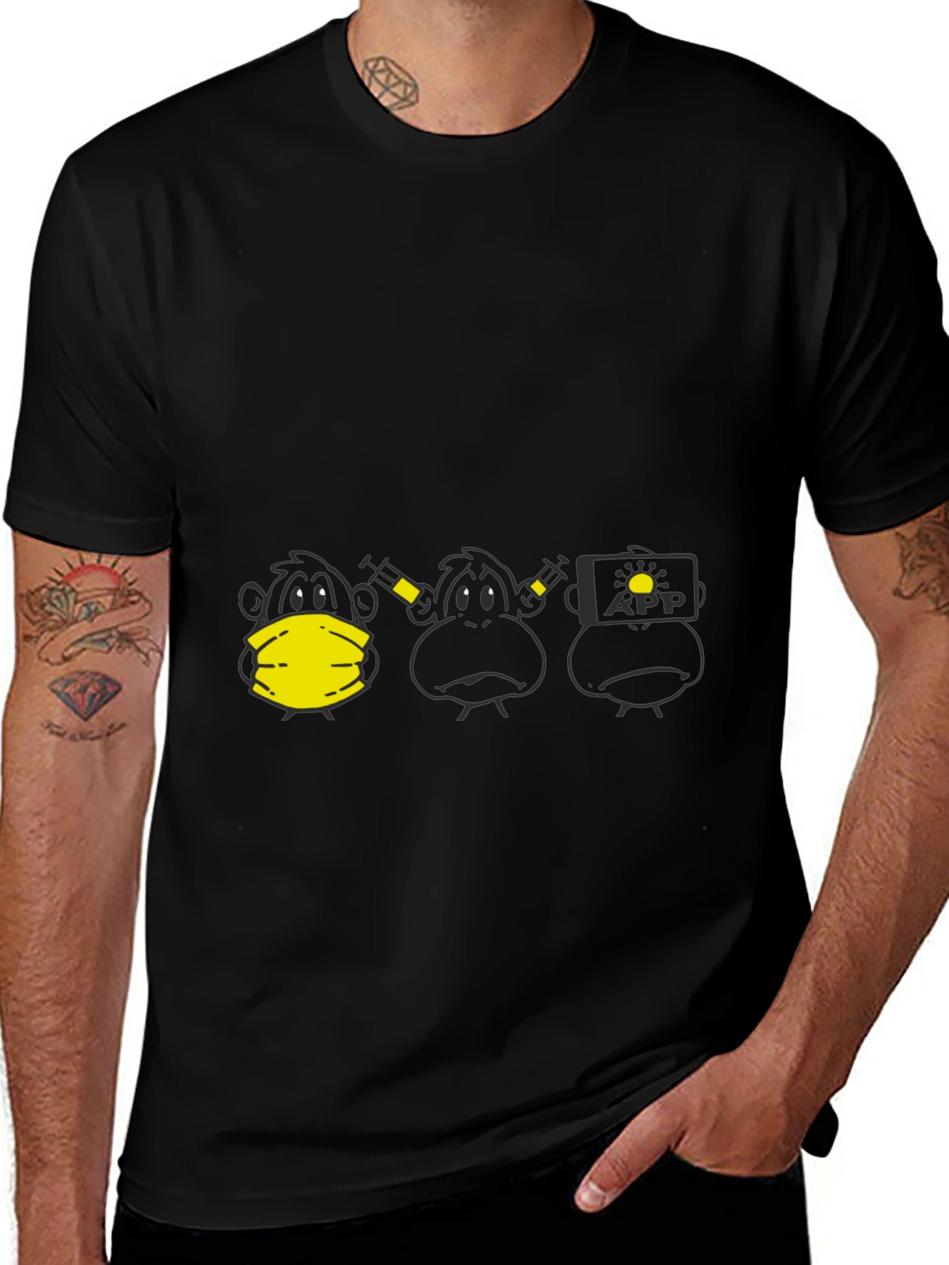 Novelty Monkey Graphic Black T-Shirt