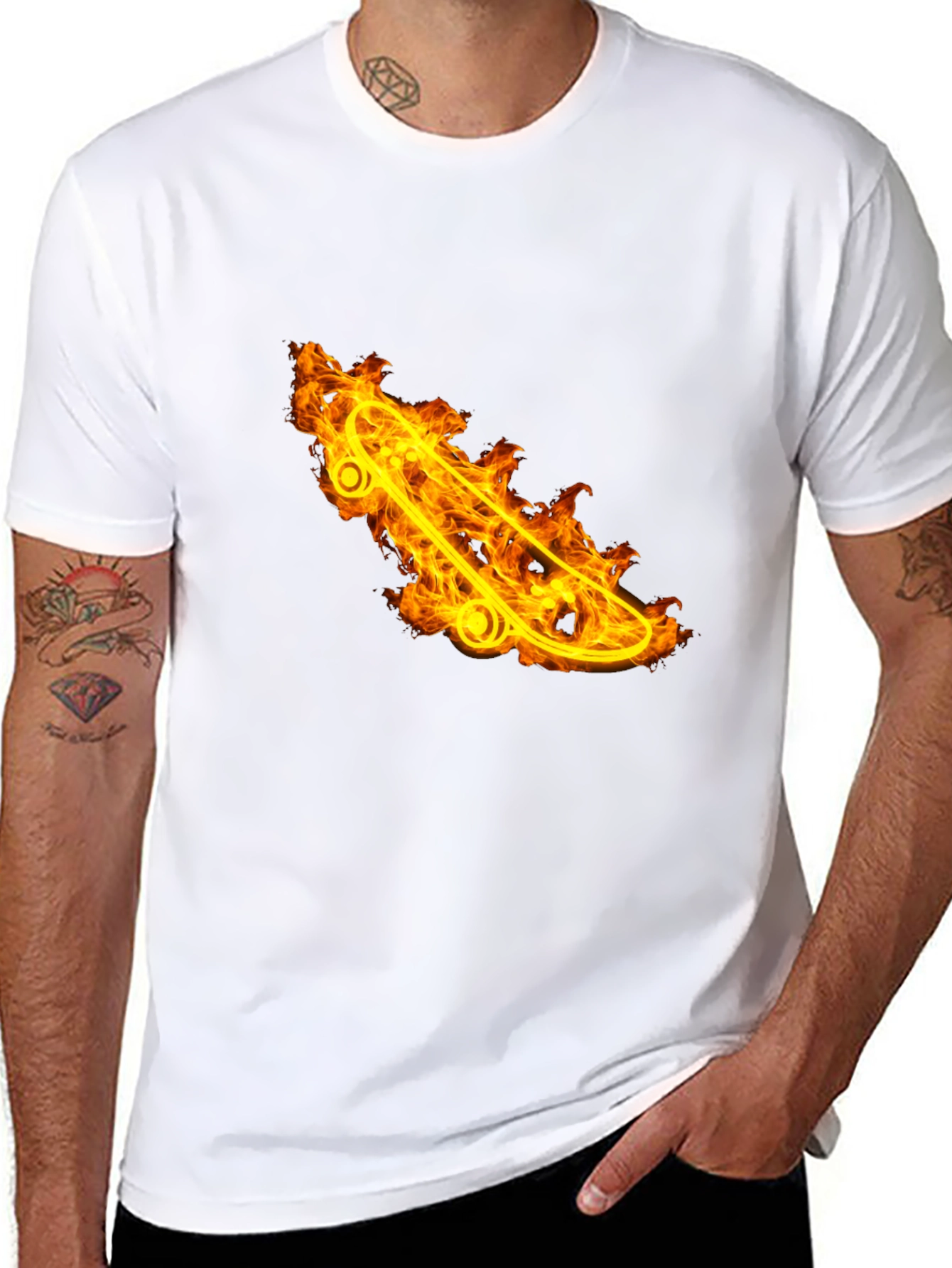 Fiery Skateboard Graphic Tee