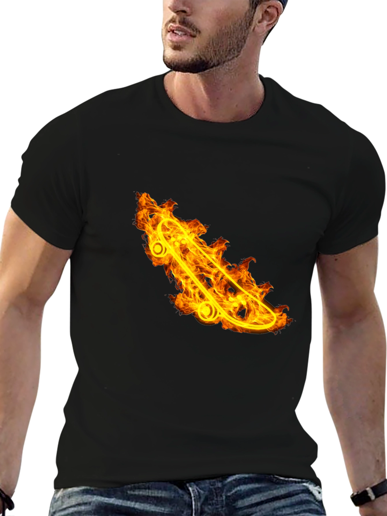 Fiery Skateboard Graphic Tee