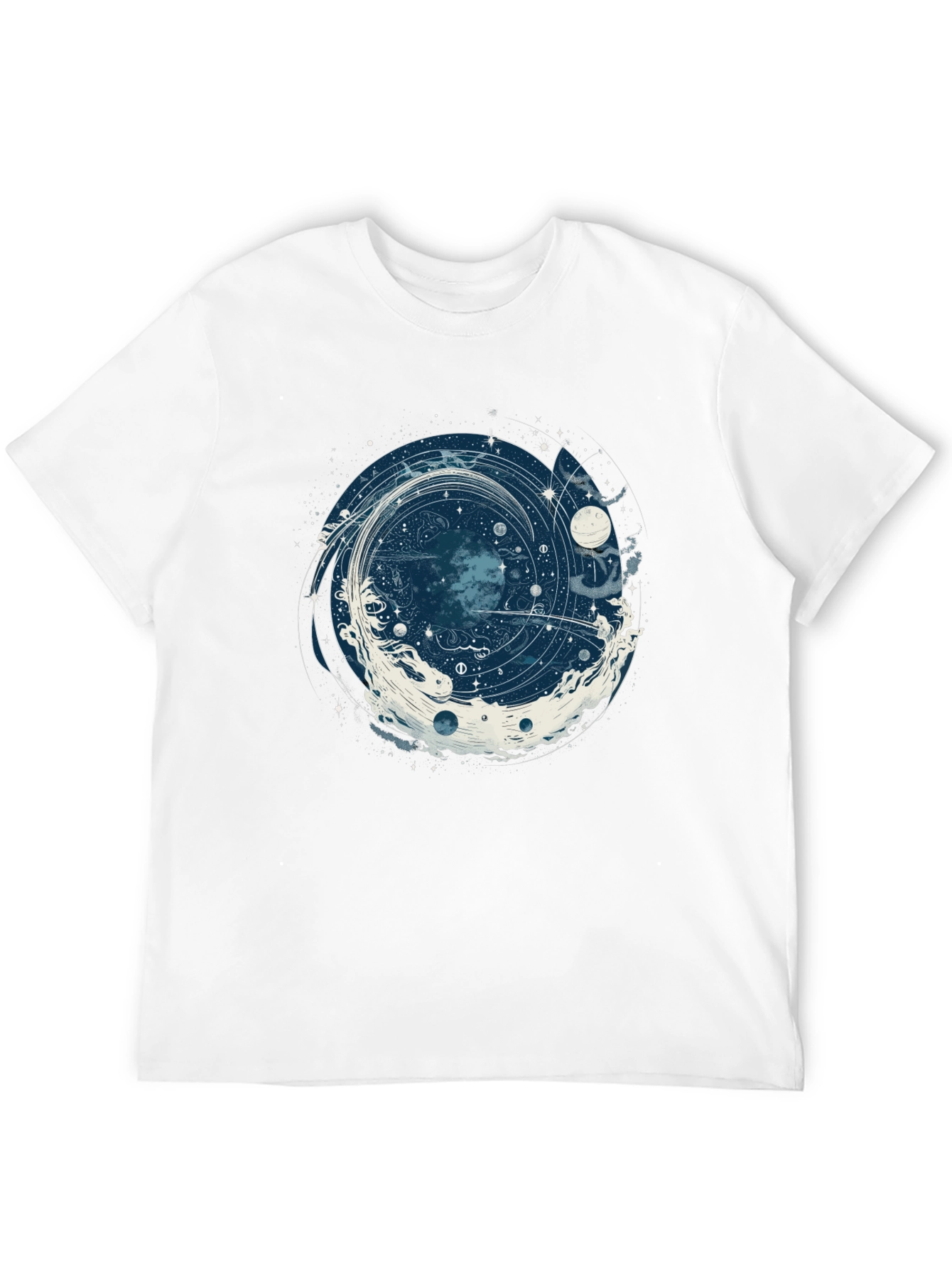 Cosmic Vortex Graphic Tee - Black Cotton T-Shirt