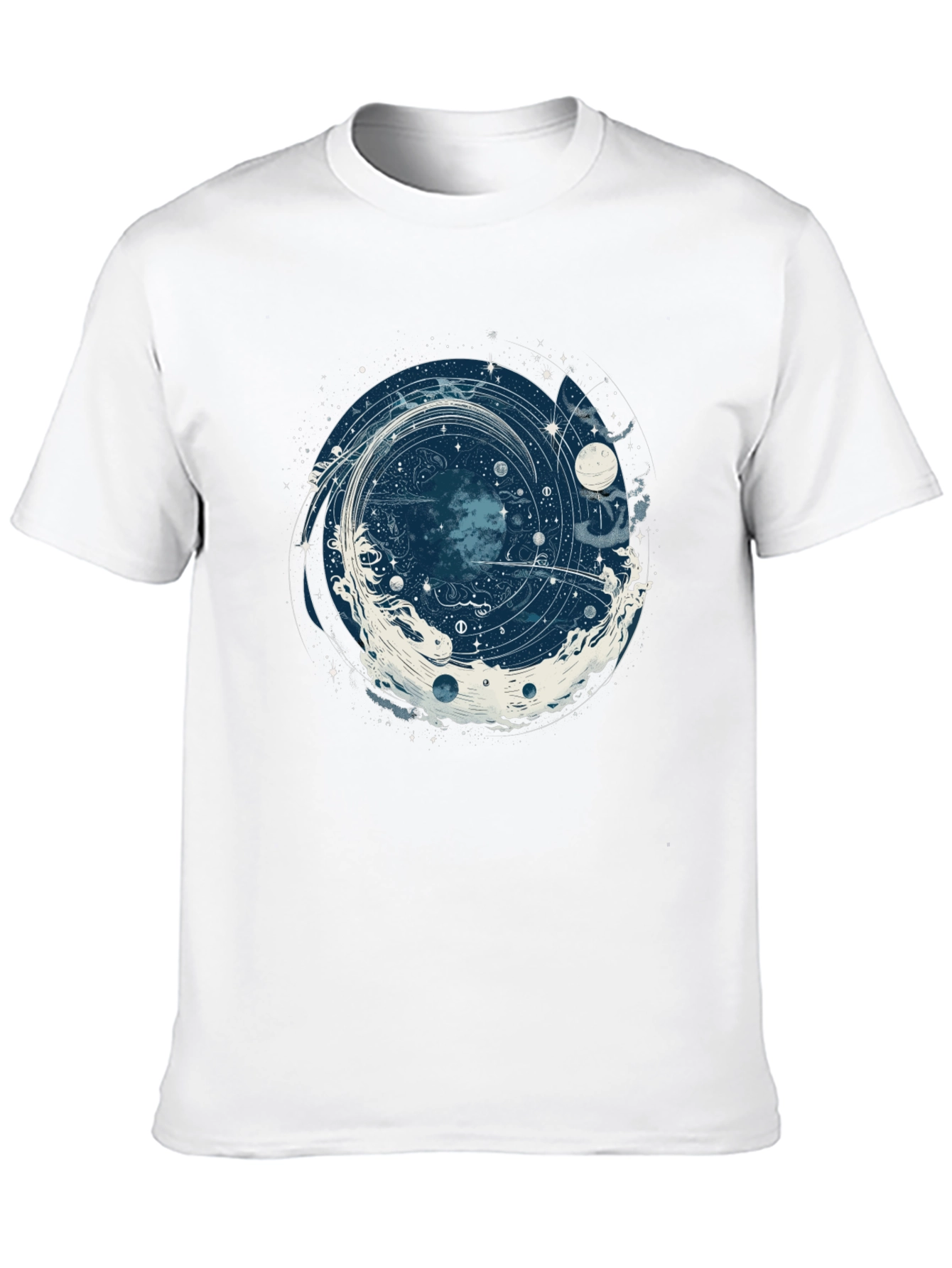 Cosmic Vortex Graphic Tee - Black Cotton T-Shirt