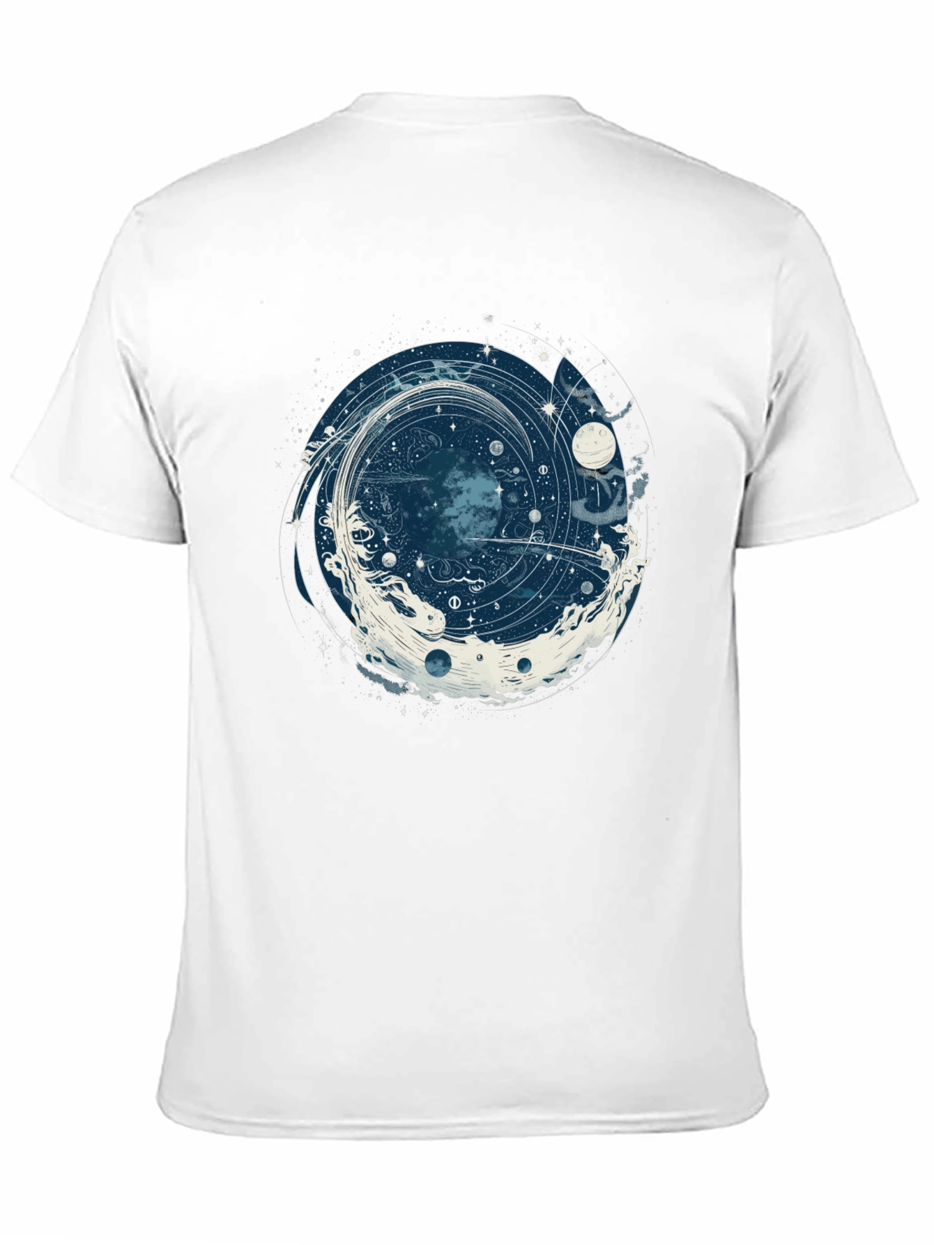 Cosmic Vortex Graphic Tee - Black Cotton T-Shirt
