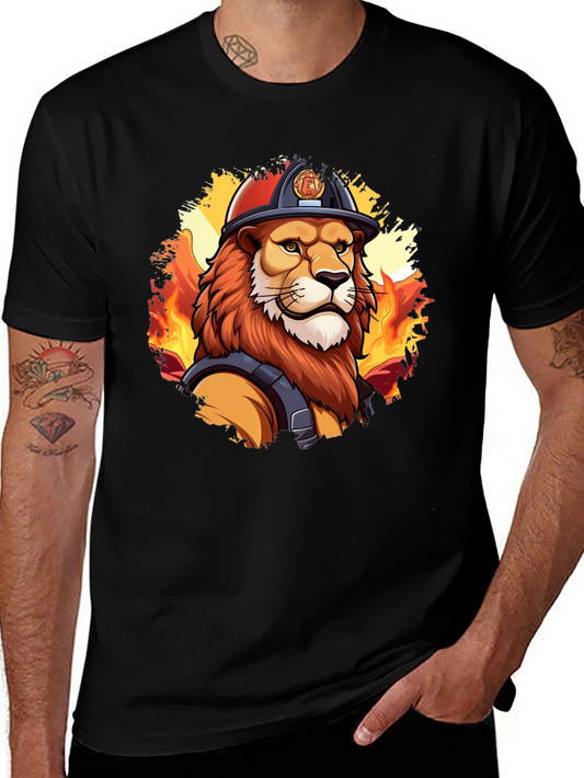 Lion Firefighter Graphic Tee