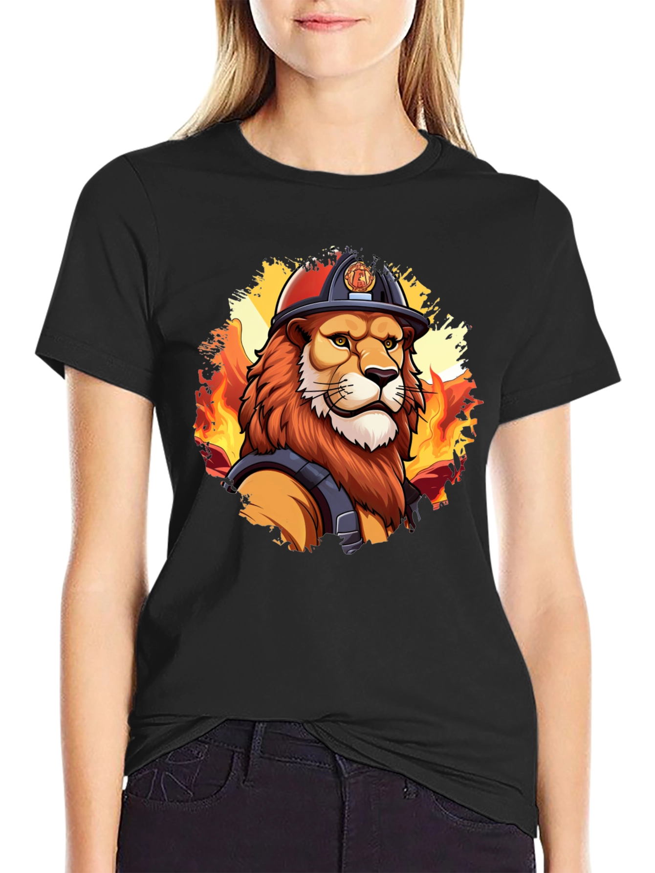 Lion Firefighter Graphic Tee