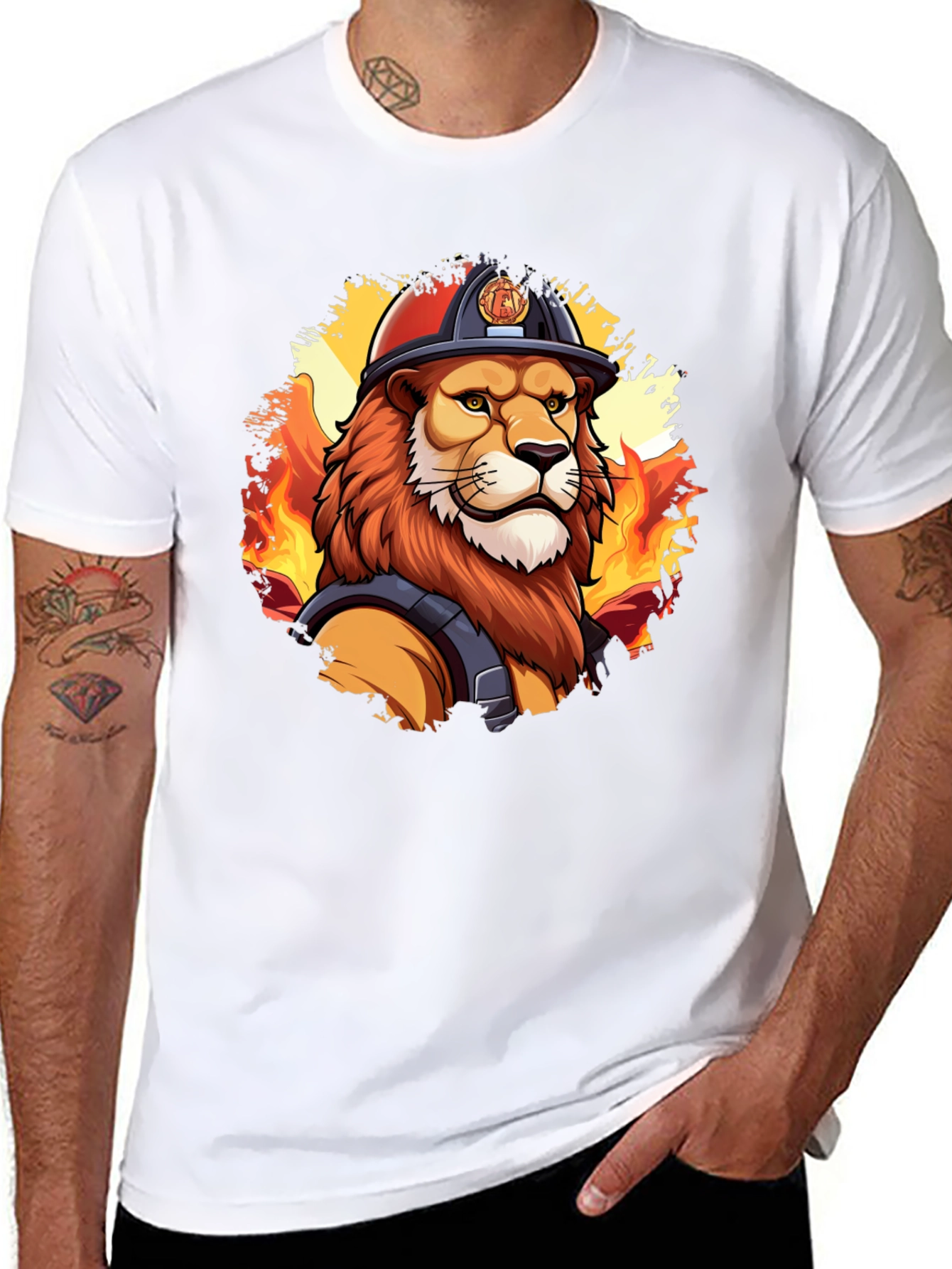 Lion Firefighter Graphic Tee