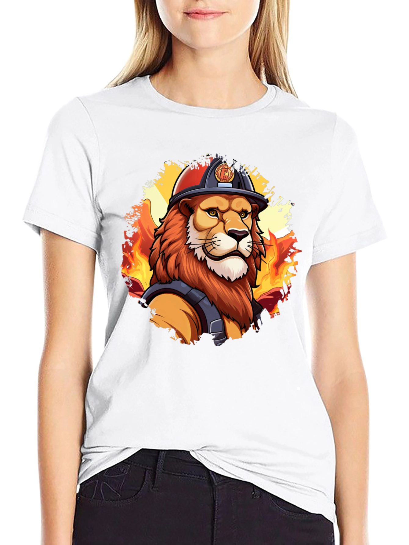 Lion Firefighter Graphic Tee