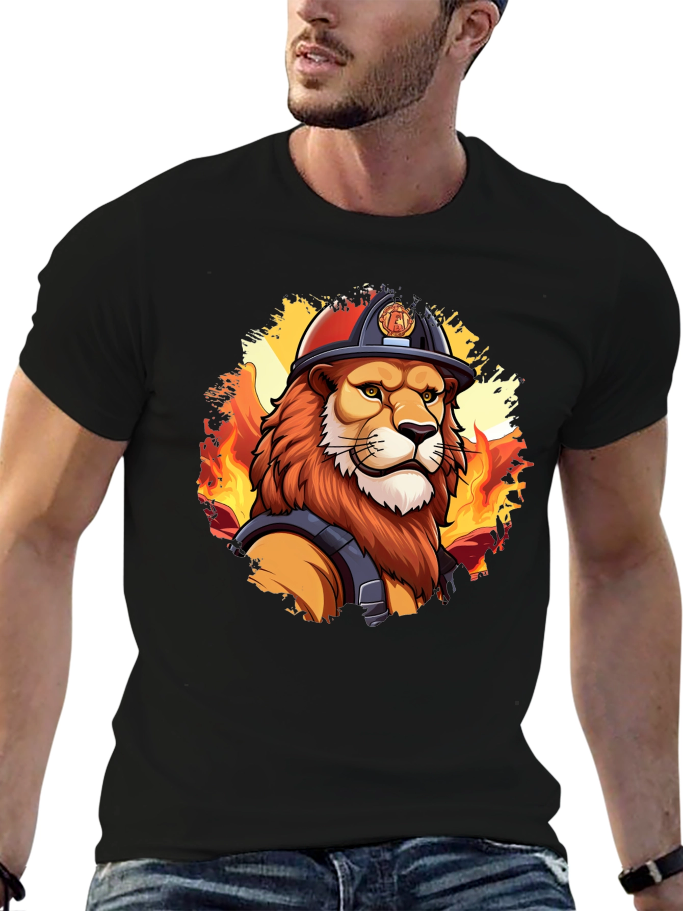 Lion Firefighter Graphic Tee