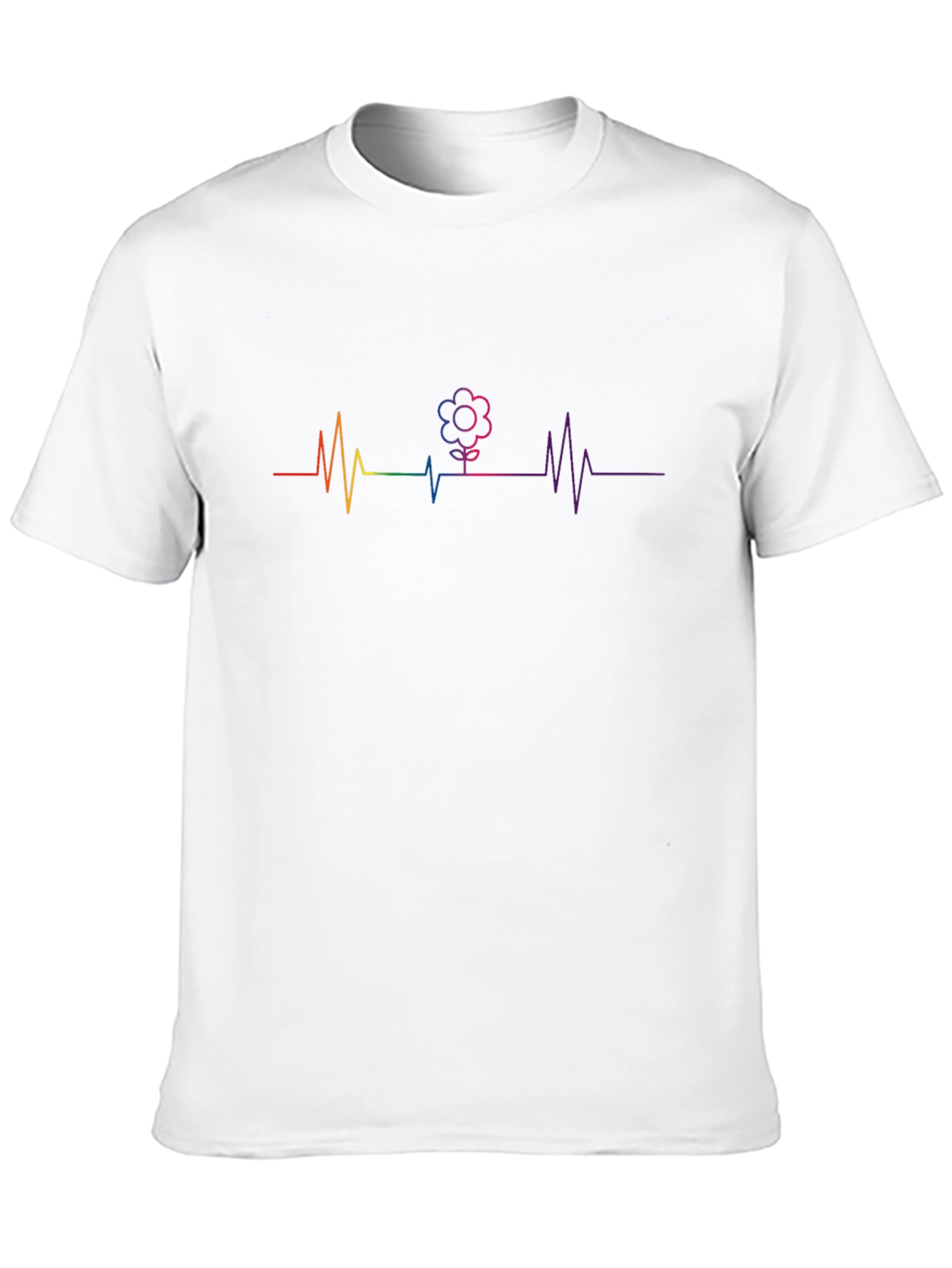 Rainbow Flower Heartbeat Graphic T-Shirt
