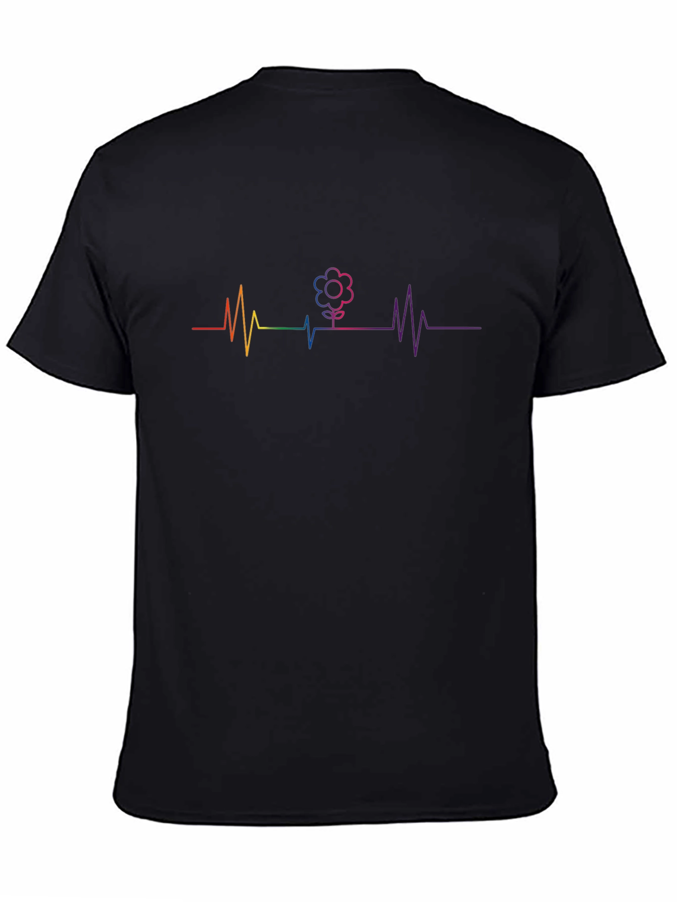 Rainbow Flower Heartbeat Graphic T-Shirt
