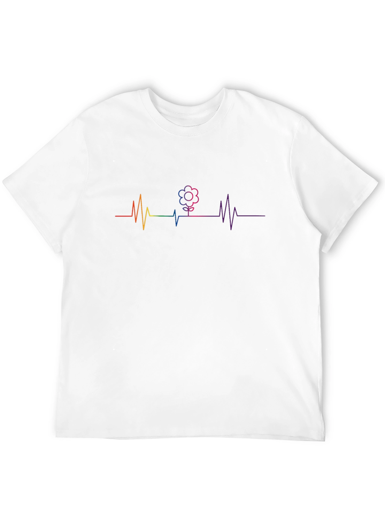 Rainbow Flower Heartbeat Graphic T-Shirt