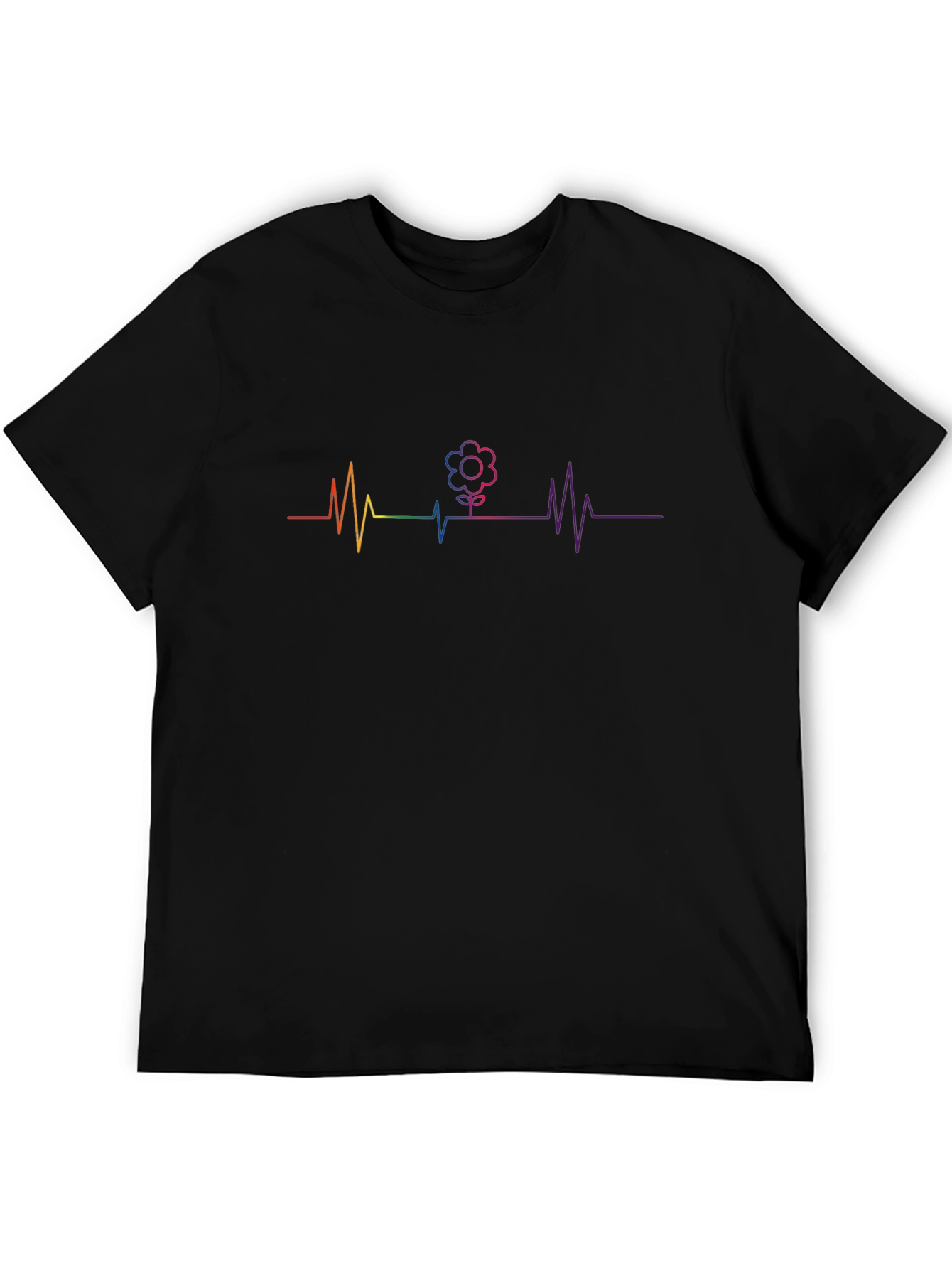 Rainbow Flower Heartbeat Graphic T-Shirt