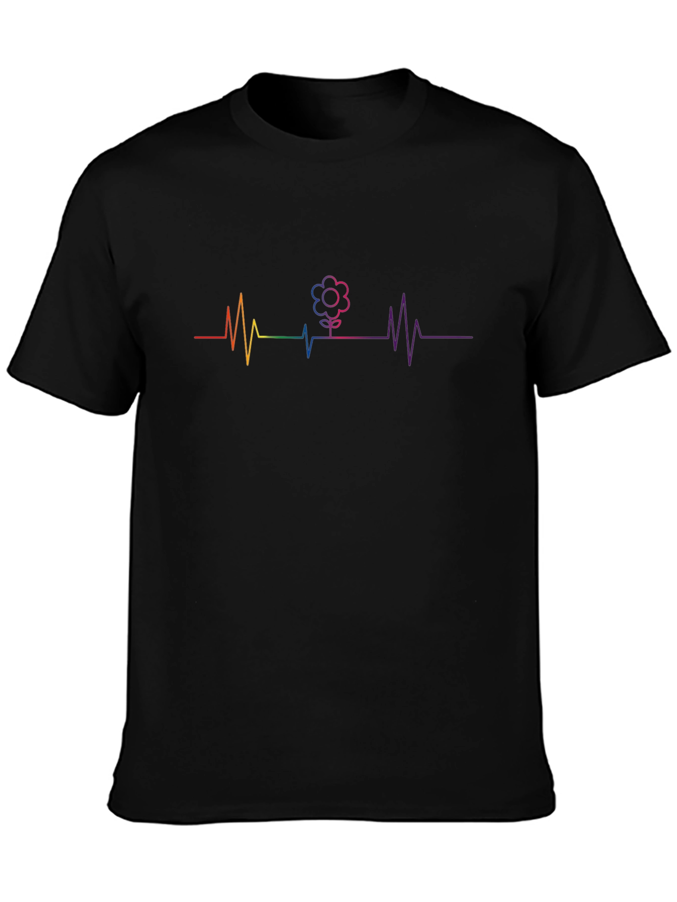 Rainbow Flower Heartbeat Graphic T-Shirt