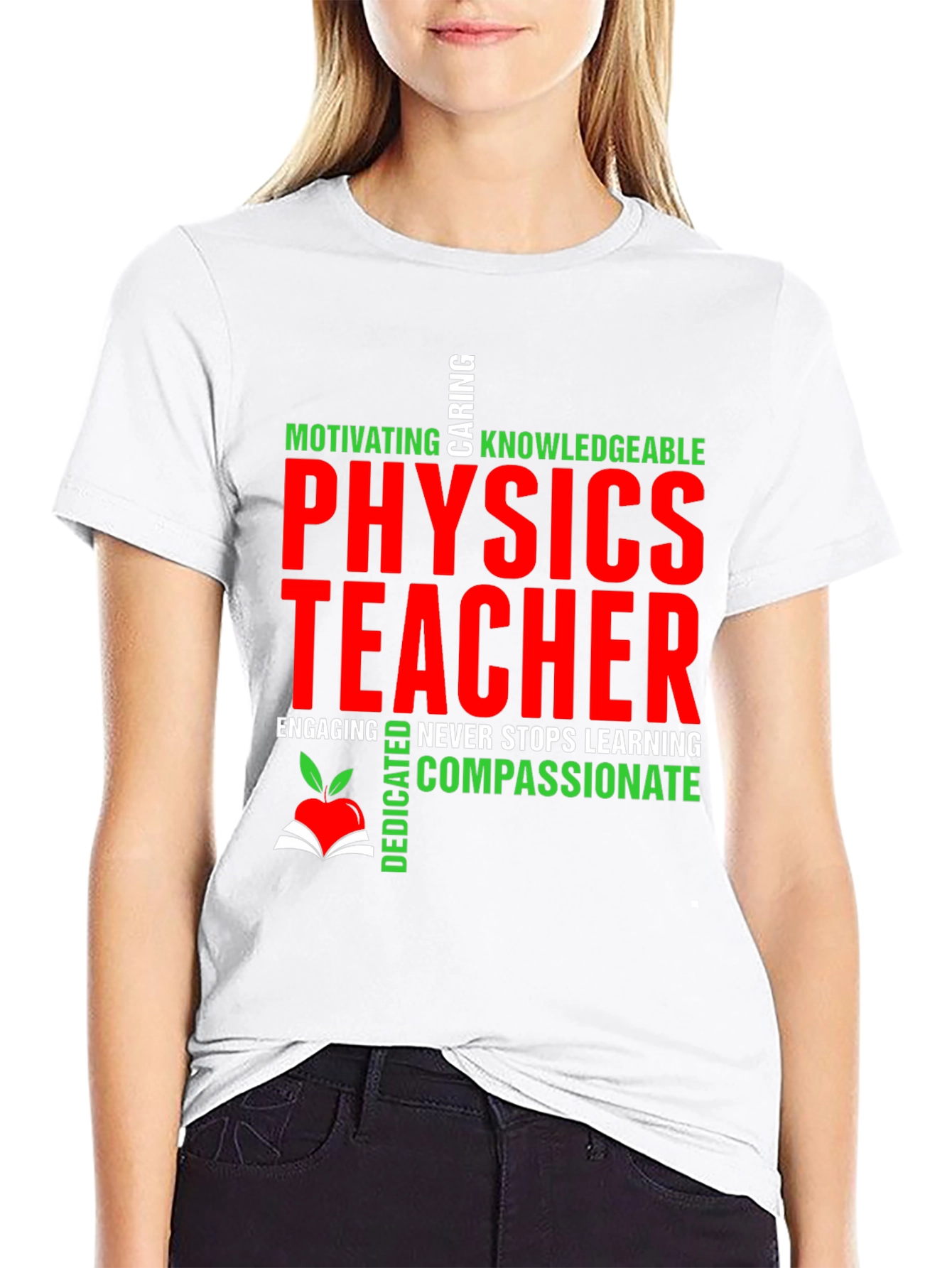 Physics Teacher T-Shirt - Motivating Caring Knowledgeable