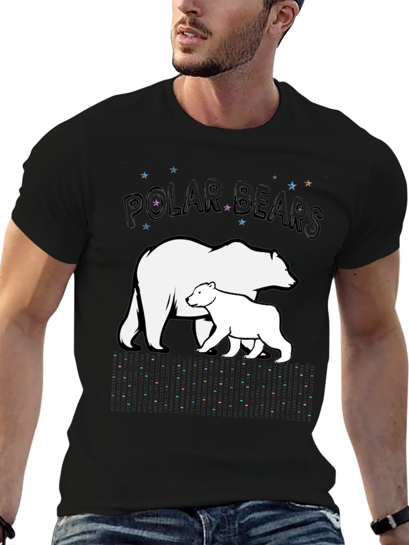 Polar Bear Graphic Tee - Black Cotton Blend
