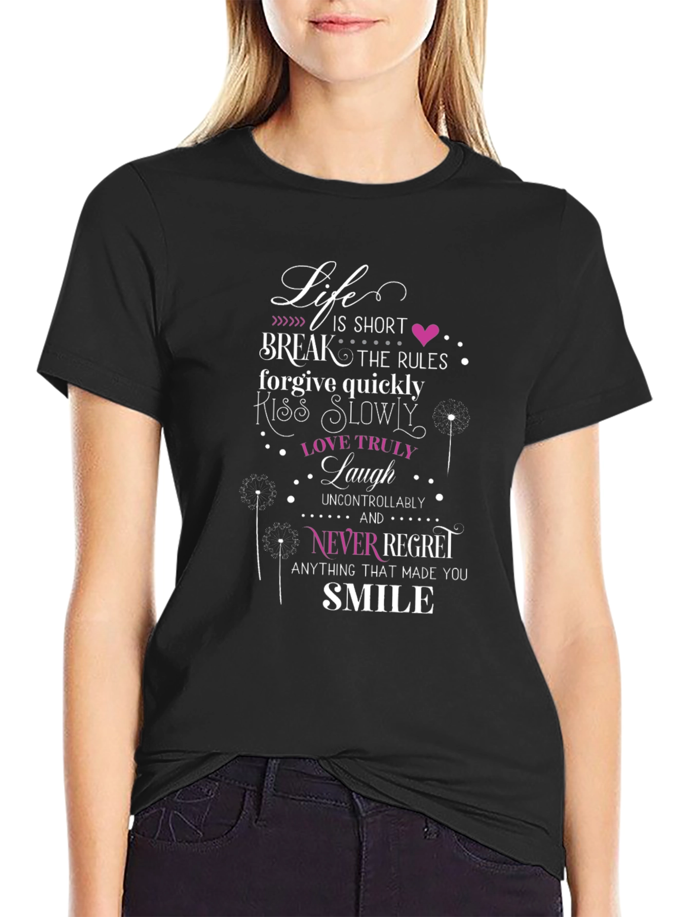 Inspirational Life Motto Black T-Shirt