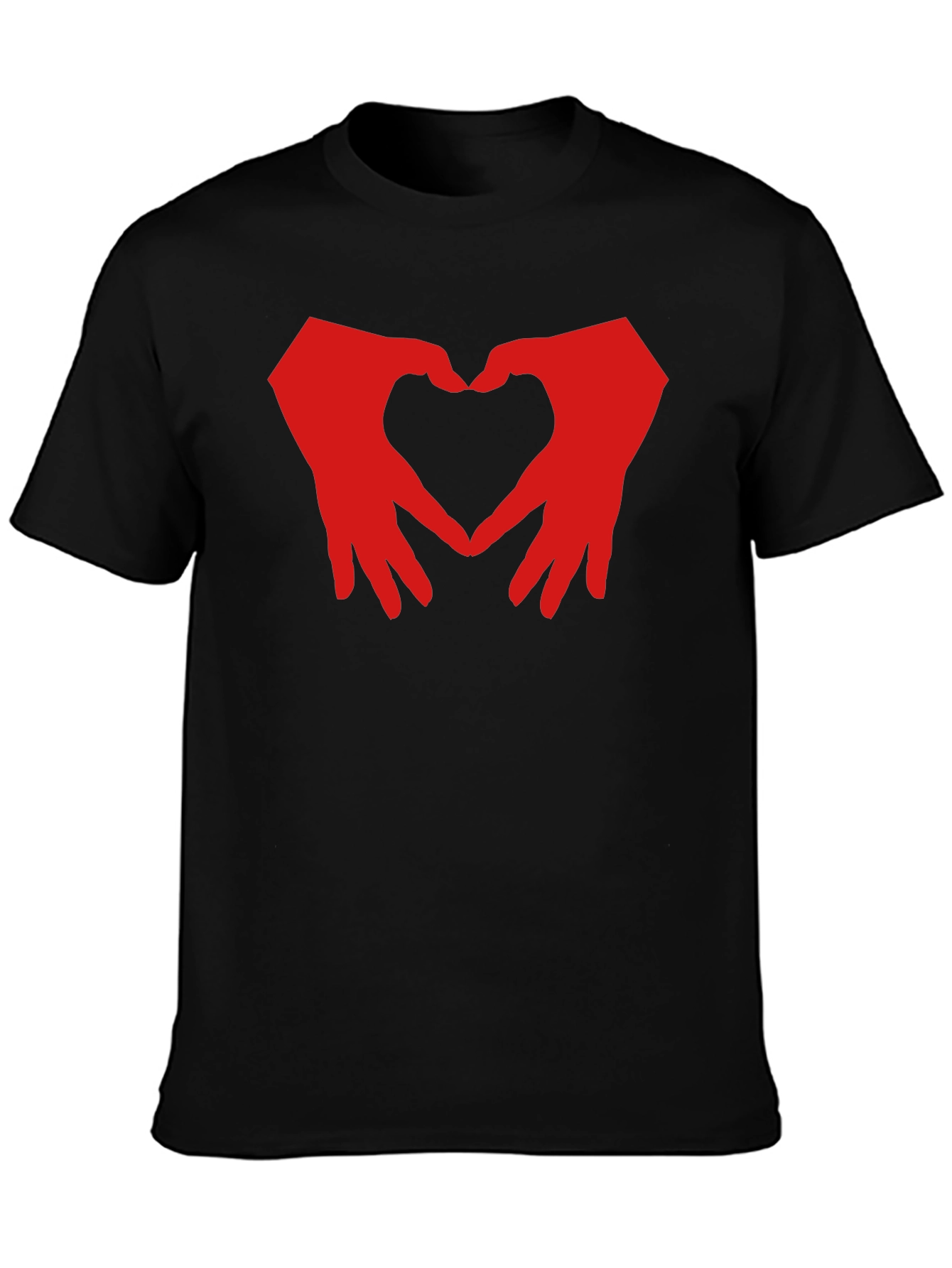 Heart Hands Graphic T-Shirt - Black Cotton Blend
