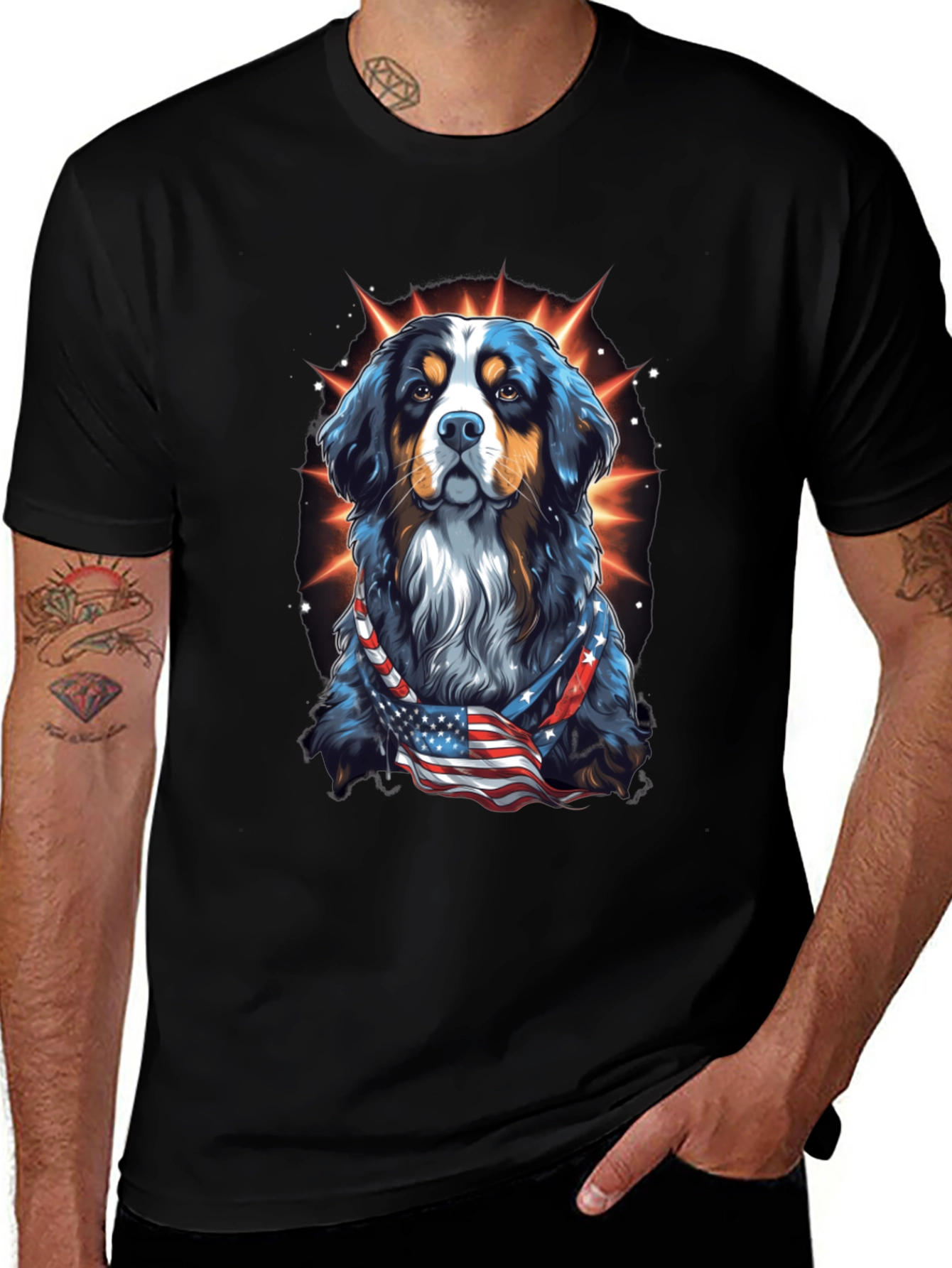 Patriotic Bernese Mountain Dog Graphic Tee