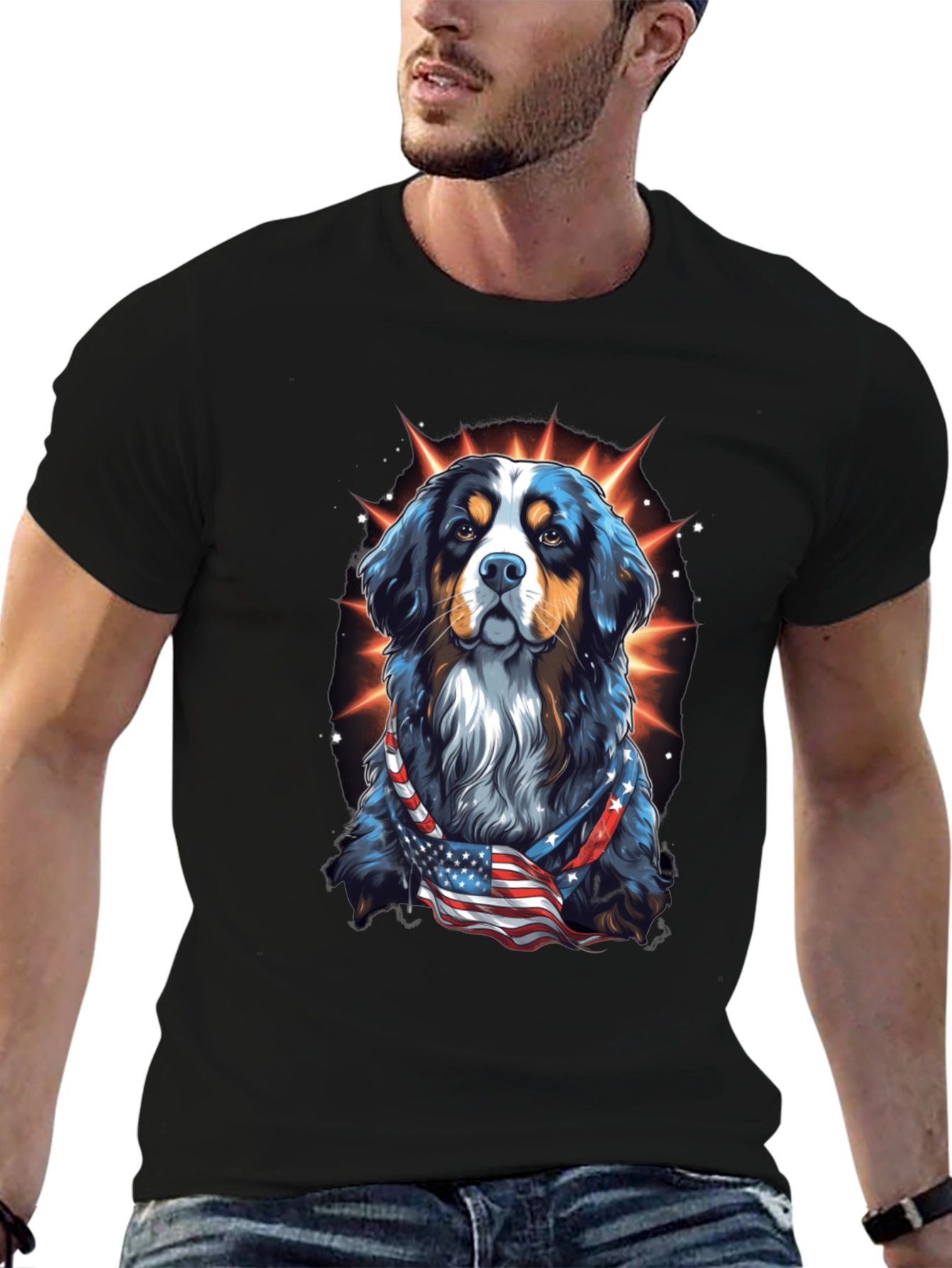 Patriotic Bernese Mountain Dog Graphic Tee