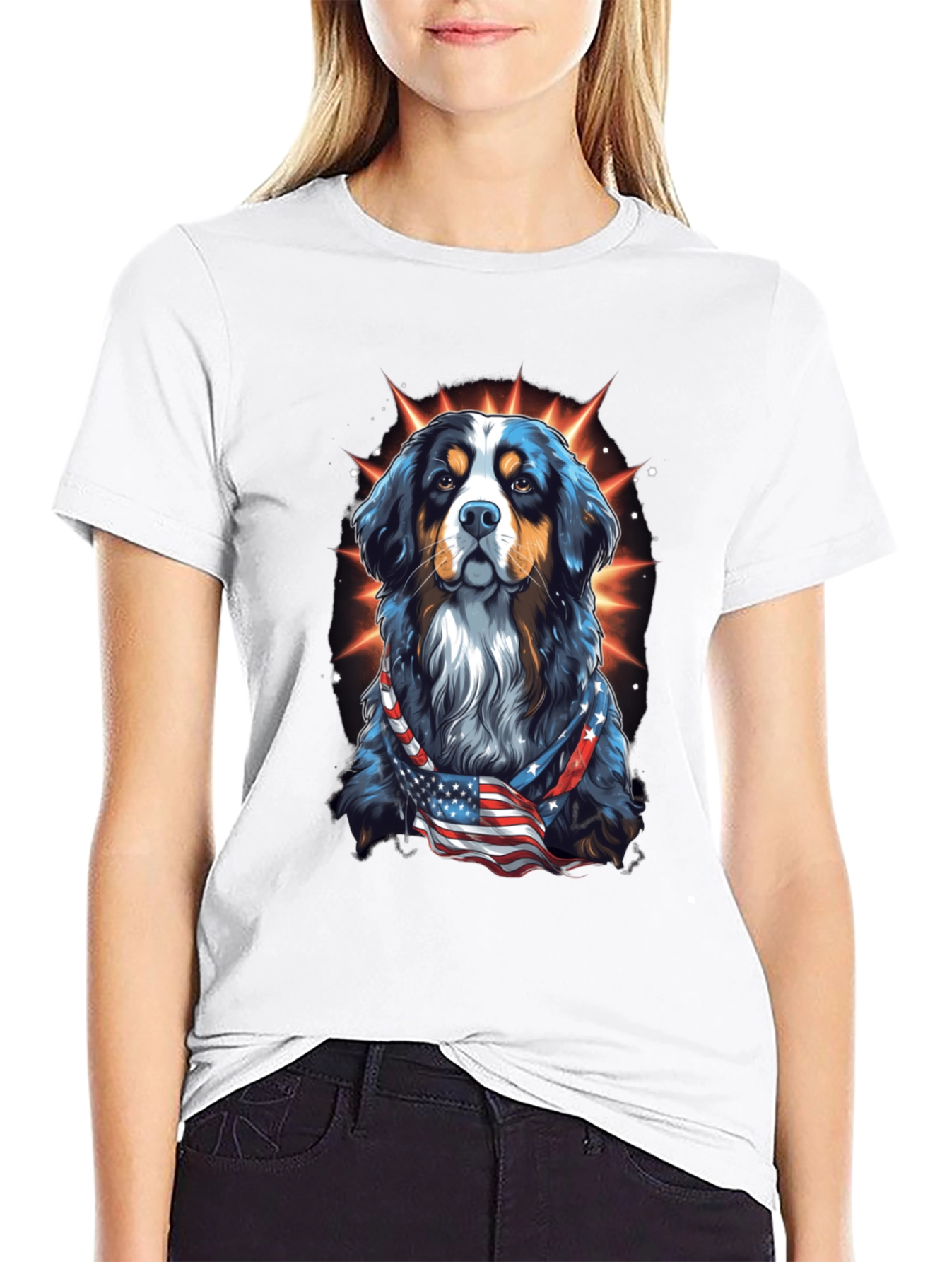 Patriotic Bernese Mountain Dog Graphic Tee