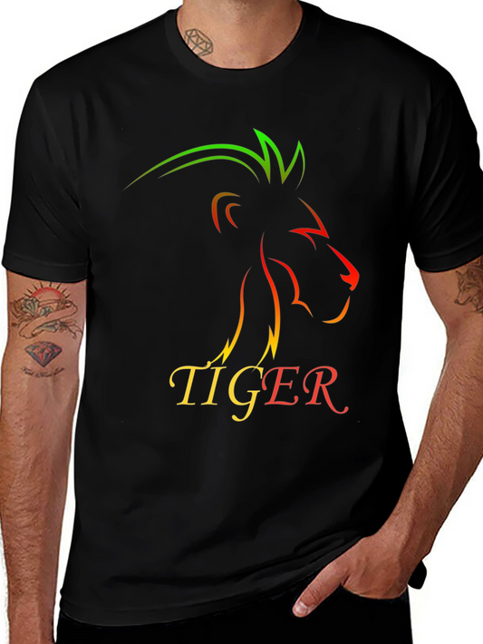 Lion Tiger Graphic Print T-Shirt - Stylish Mens Tee
