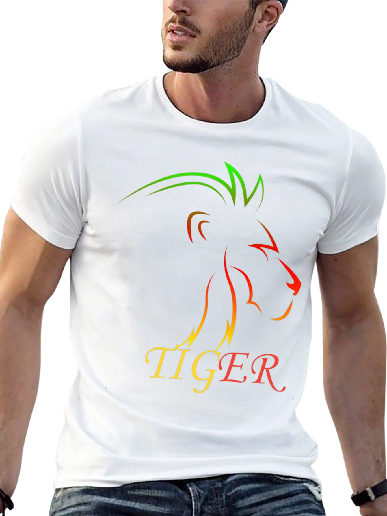 Lion Tiger Graphic Print T-Shirt - Stylish Mens Tee