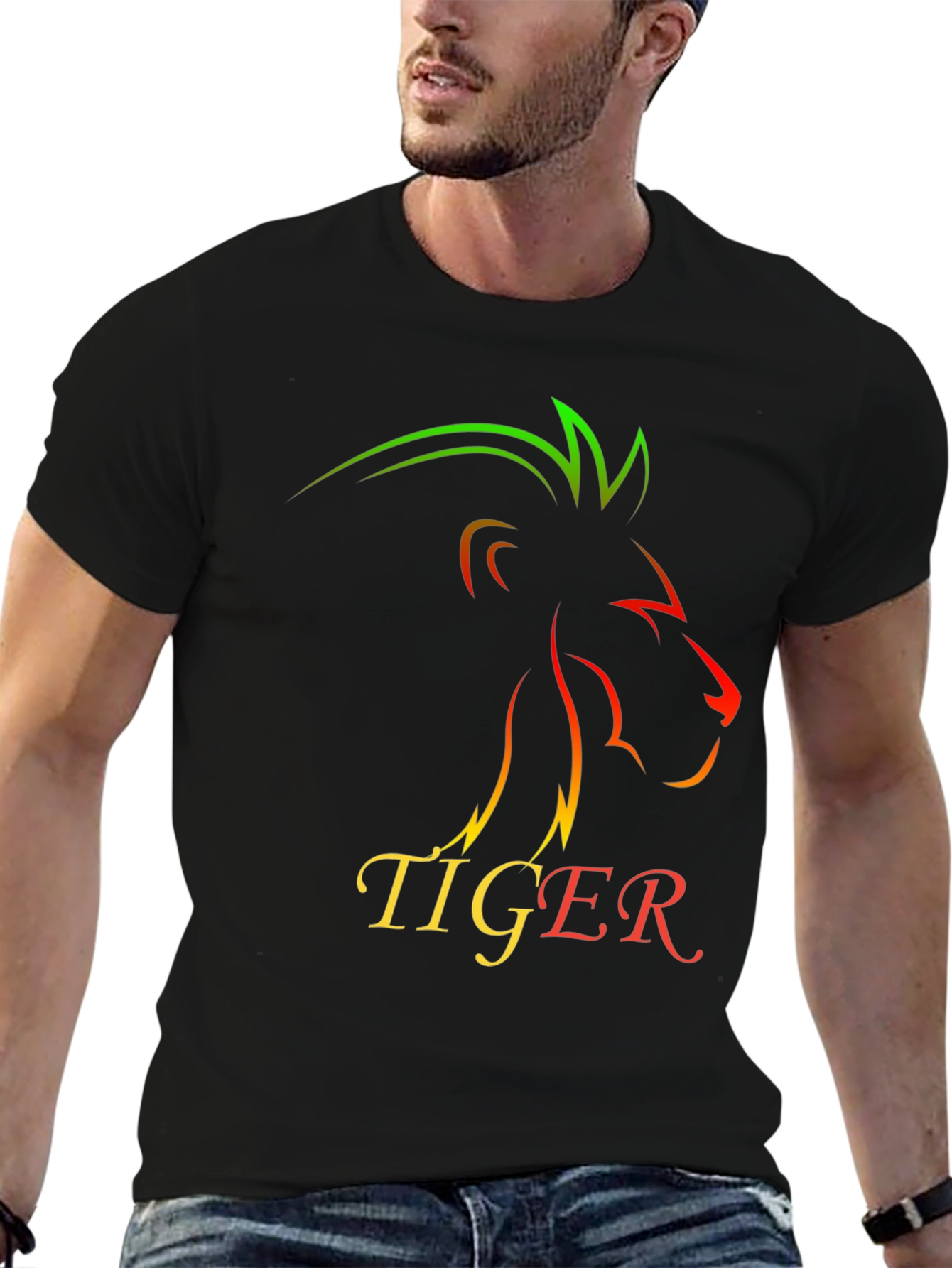 Lion Tiger Graphic Print T-Shirt - Stylish Mens Tee