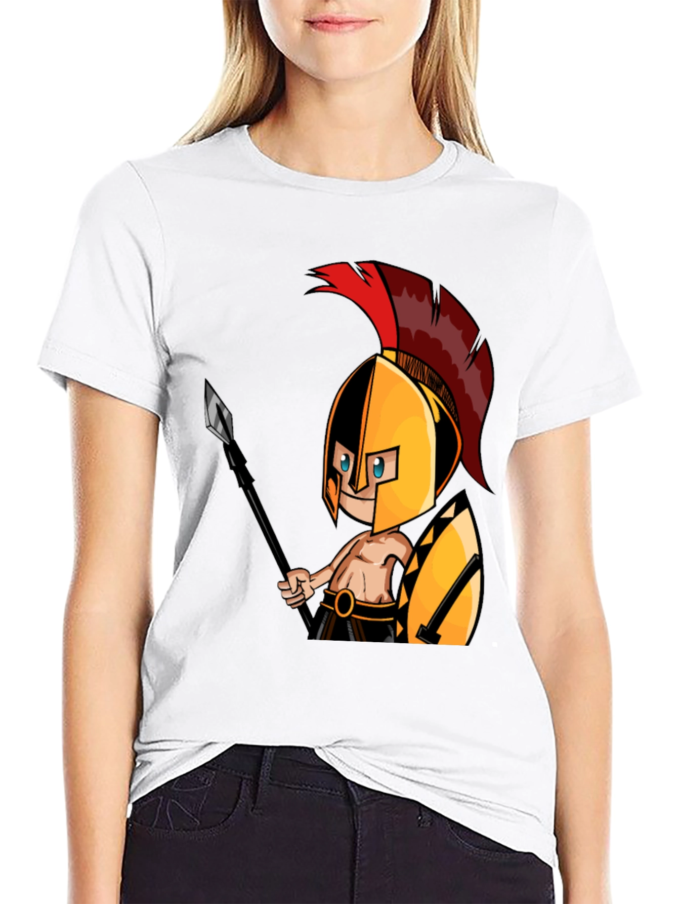 Spartan Warrior Graphic Tee - Black Cotton T-Shirt