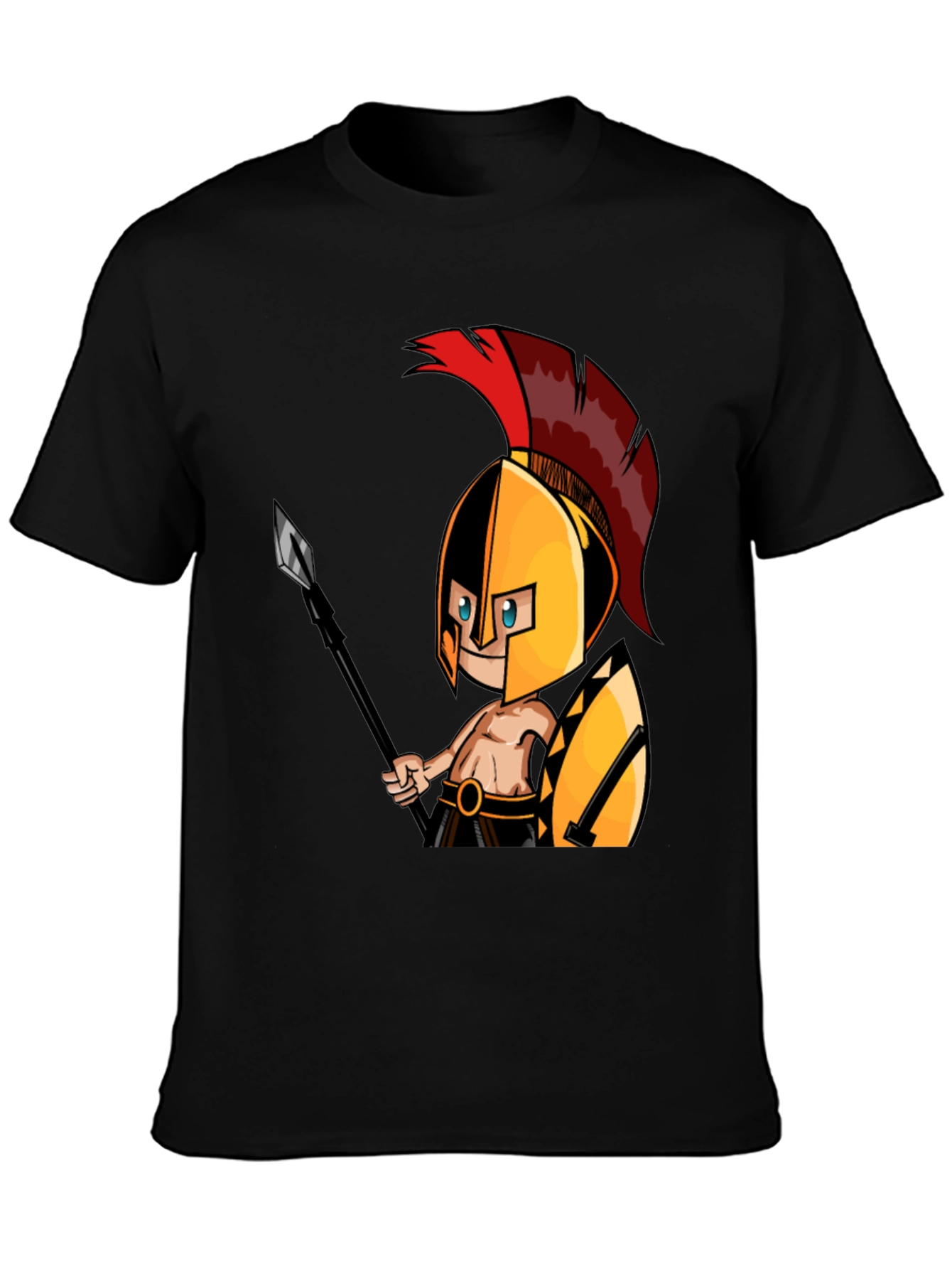 Spartan Warrior Graphic Tee - Black Cotton T-Shirt