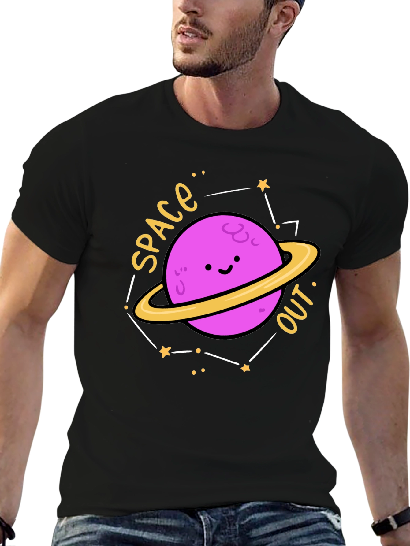 Space Out Planet Graphic Tee - Black