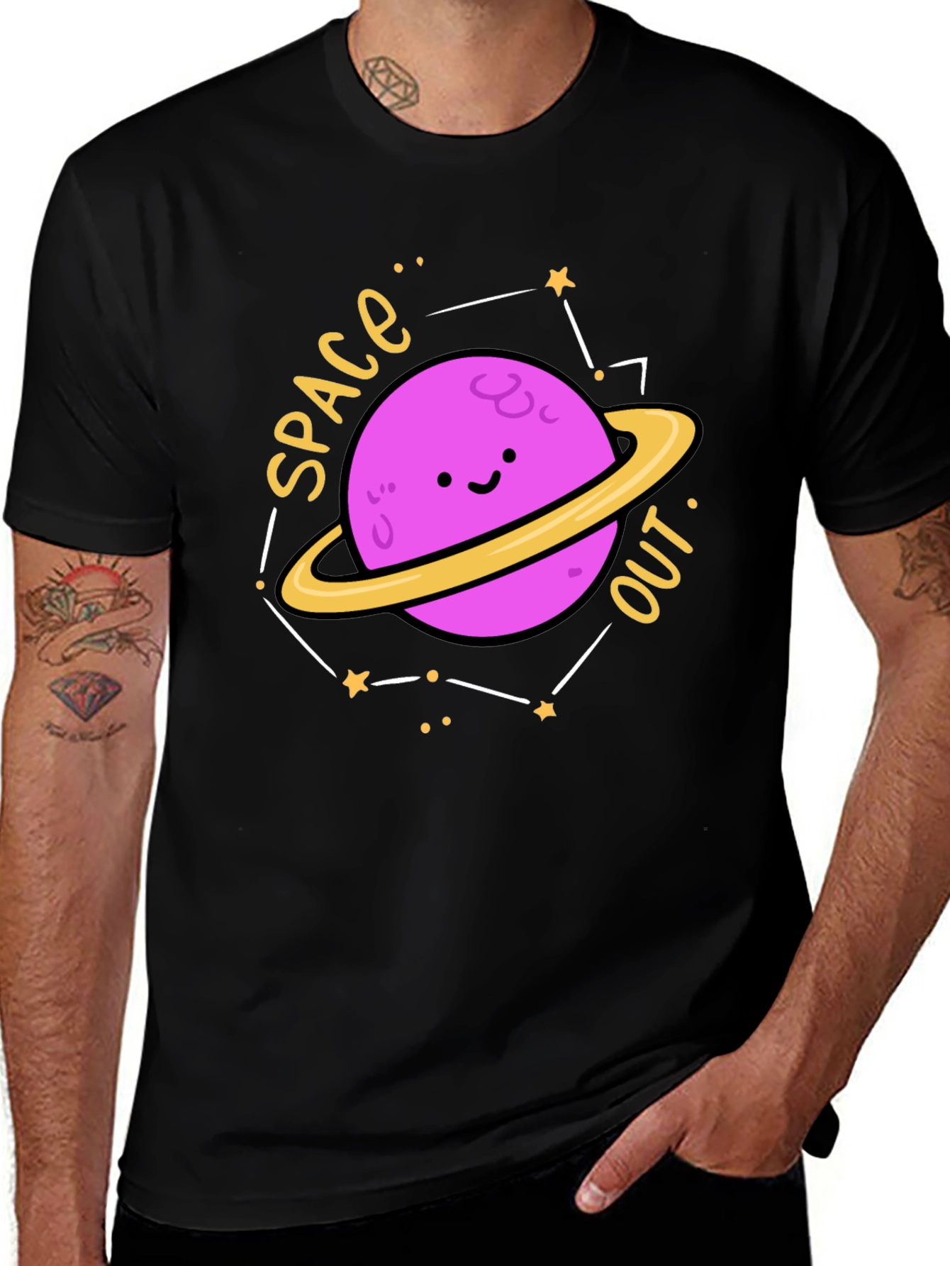 Space Out Planet Graphic Tee - Black