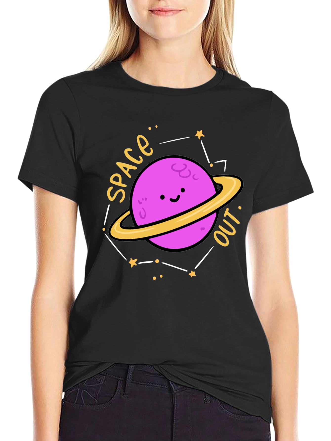 Space Out Planet Graphic Tee - Black