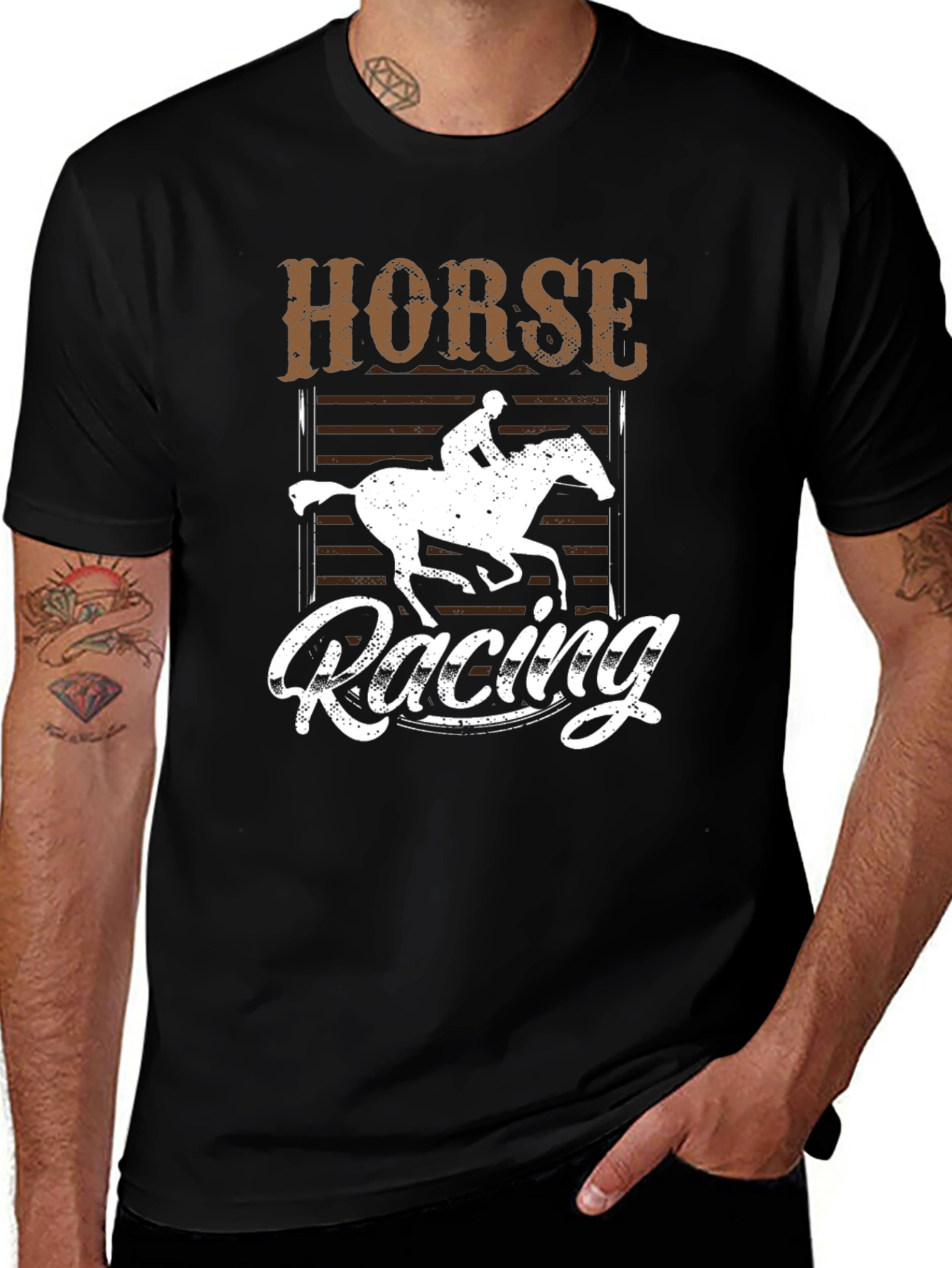 Horse Racing Graphic Tee - Unisex Black T-Shirt