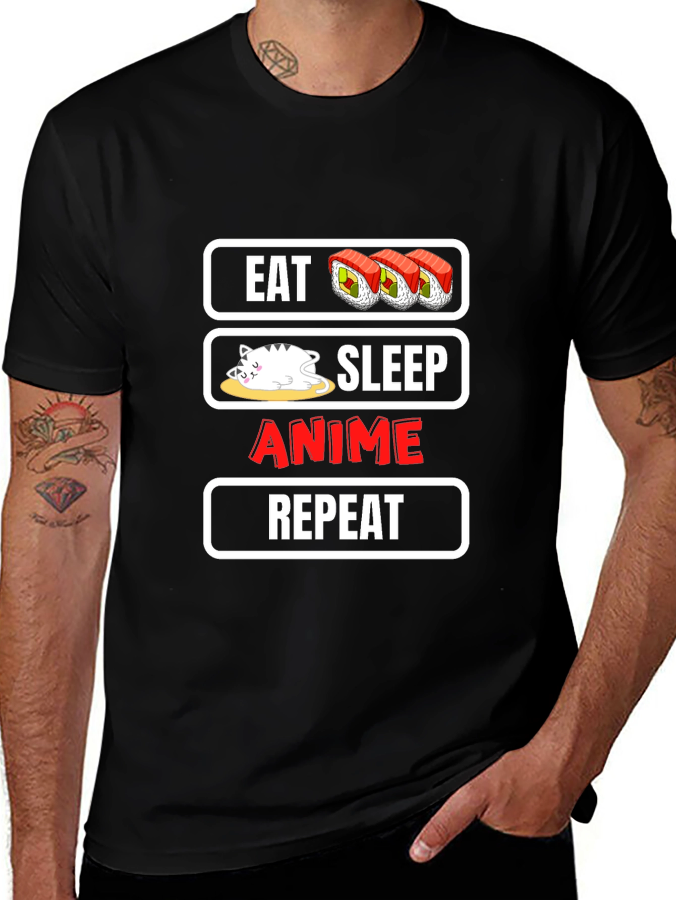 Eat Sleep Anime Repeat Graphic Tee