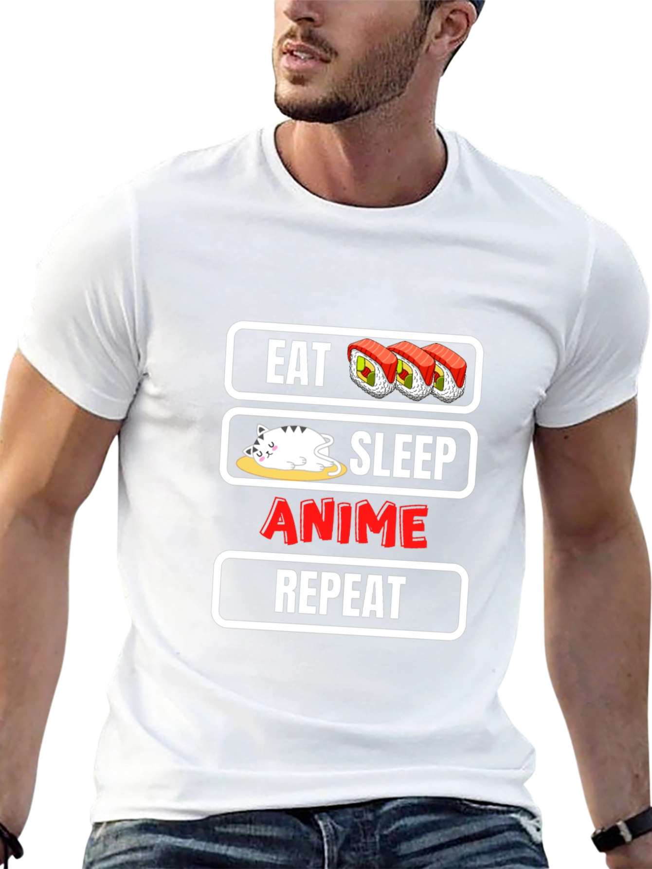 Eat Sleep Anime Repeat Graphic Tee