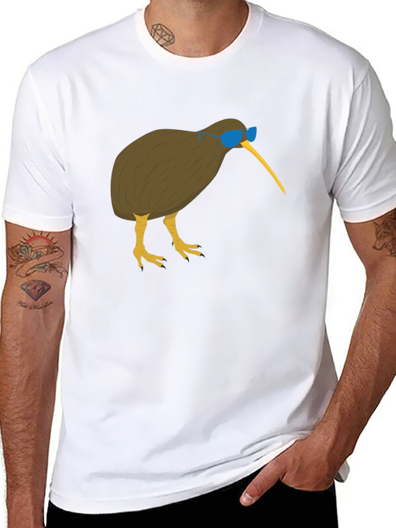 Cool Kiwi Bird Graphic Tee - Black Cotton T-Shirt