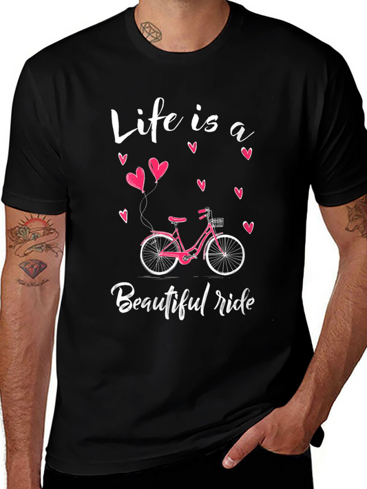 Life is a Beautiful Ride T-Shirt - Bicycle Heart Design