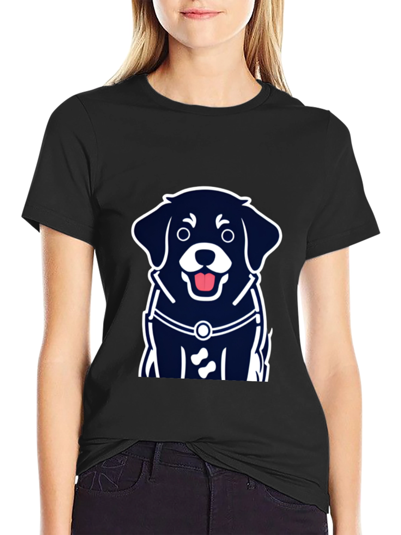 Dog Graphic Tee - Black Short Sleeve T-Shirt