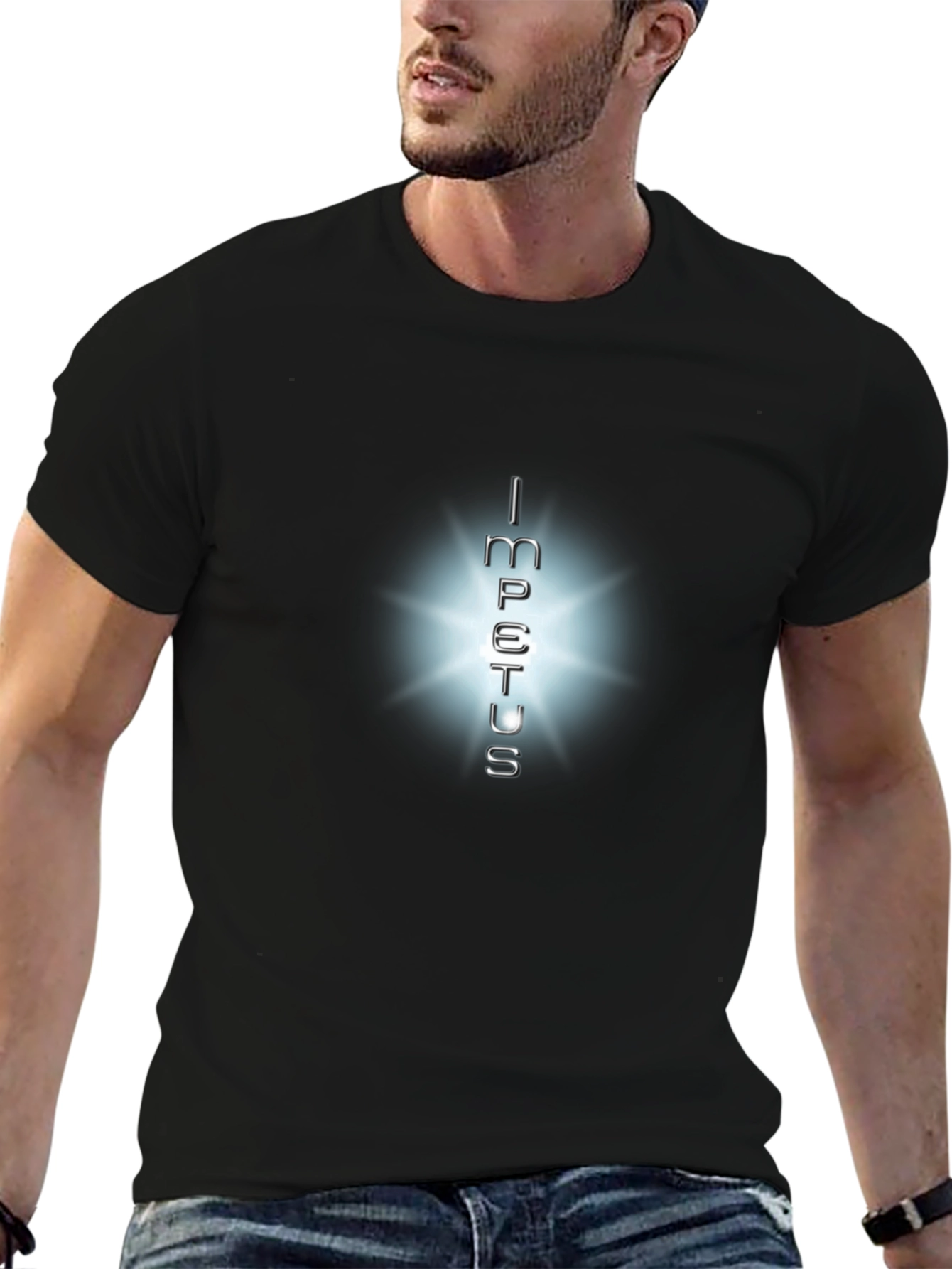 Impetus Graphic Tee: Soft Black Cotton T-Shirt