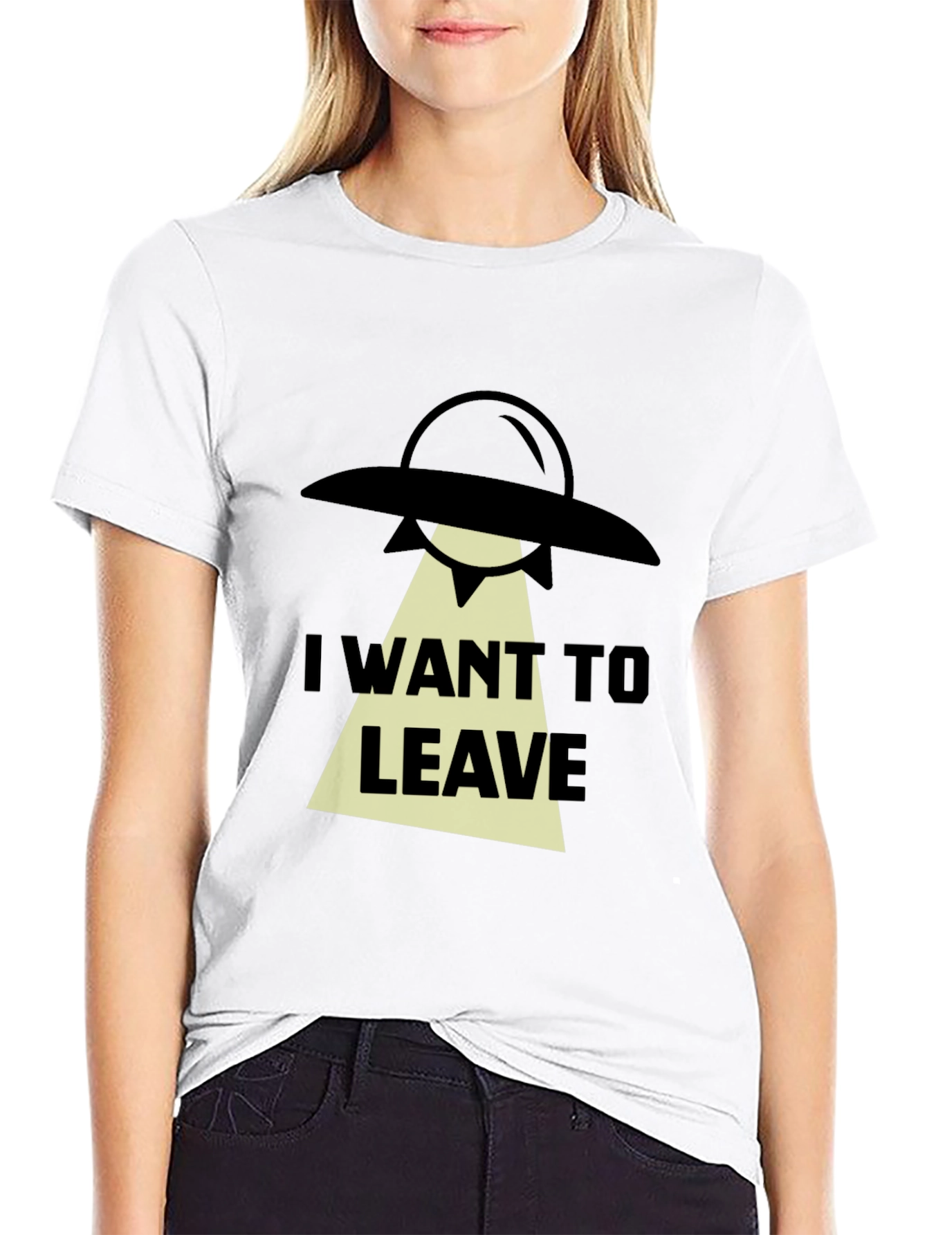 I Want To Leave Alien UFO Graphic T-Shirt
