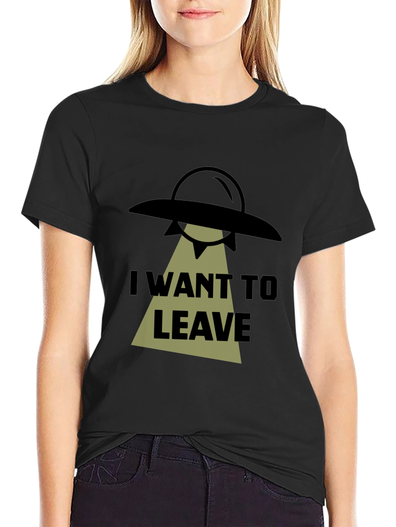 I Want To Leave Alien UFO Graphic T-Shirt